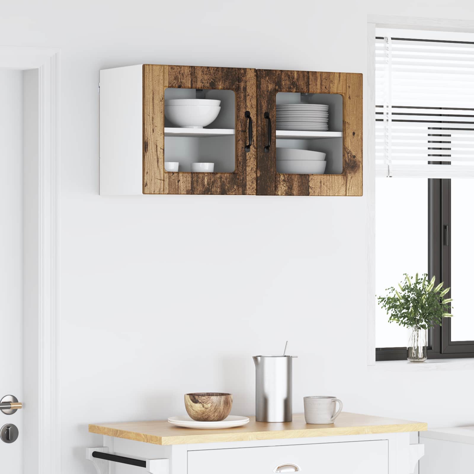 Zidni stakleni ormarić 2 pcs Staro drvo 40 x 31 x 40 cm