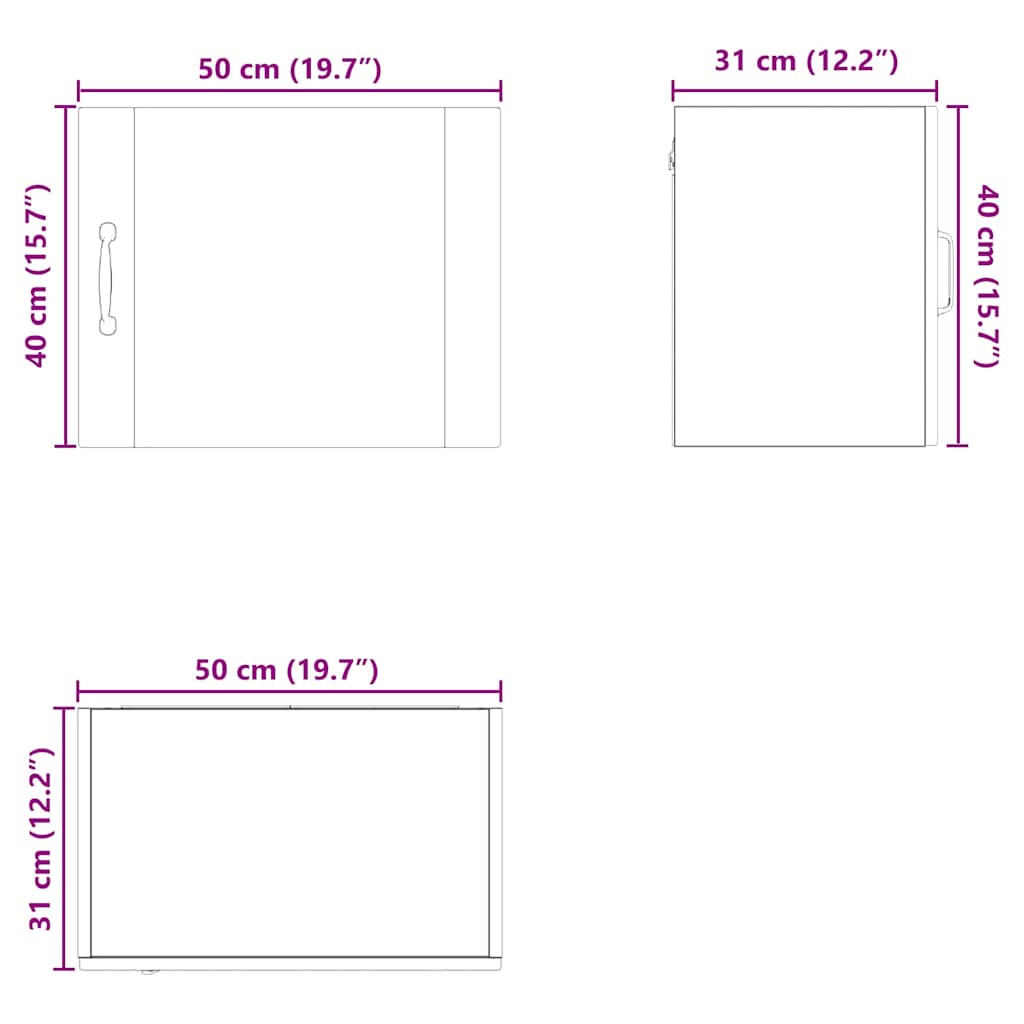 Ormar za Zid 2 pcs Siva Sonoma 50 x 31 x 40 cm