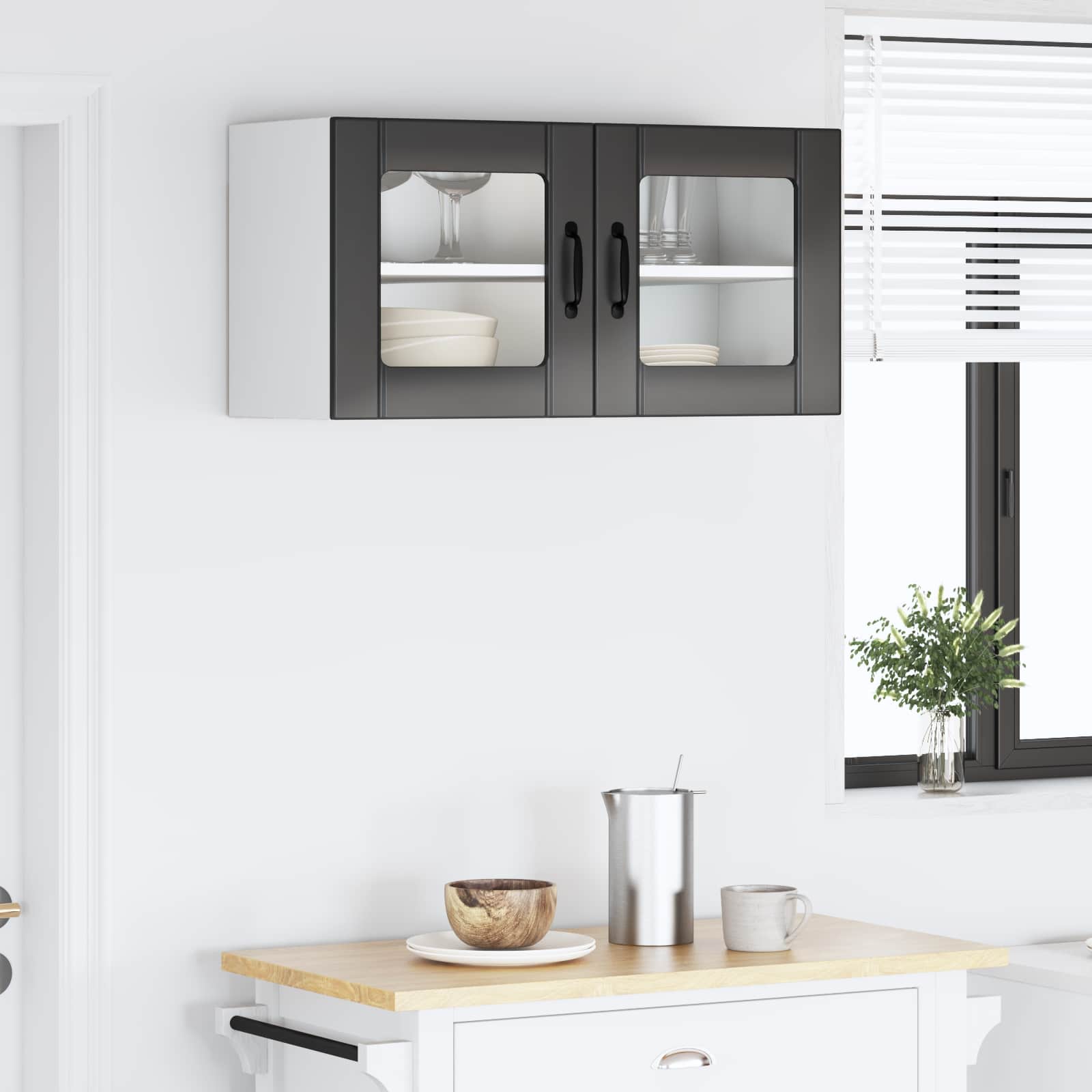 Zidni stakleni ormar Crna 80 x 31 x 40 cm Konstruirano drvo