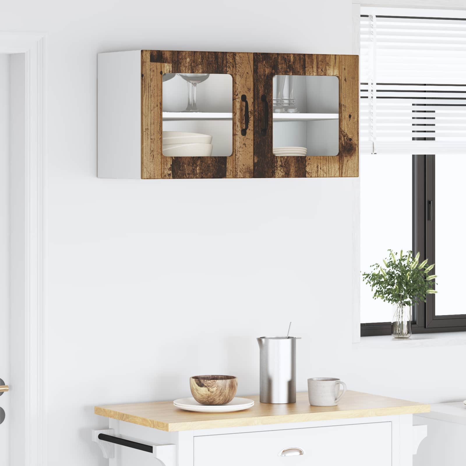 Zidni stakleni ormarić Staro drvo 80 x 31 x 40 cm
