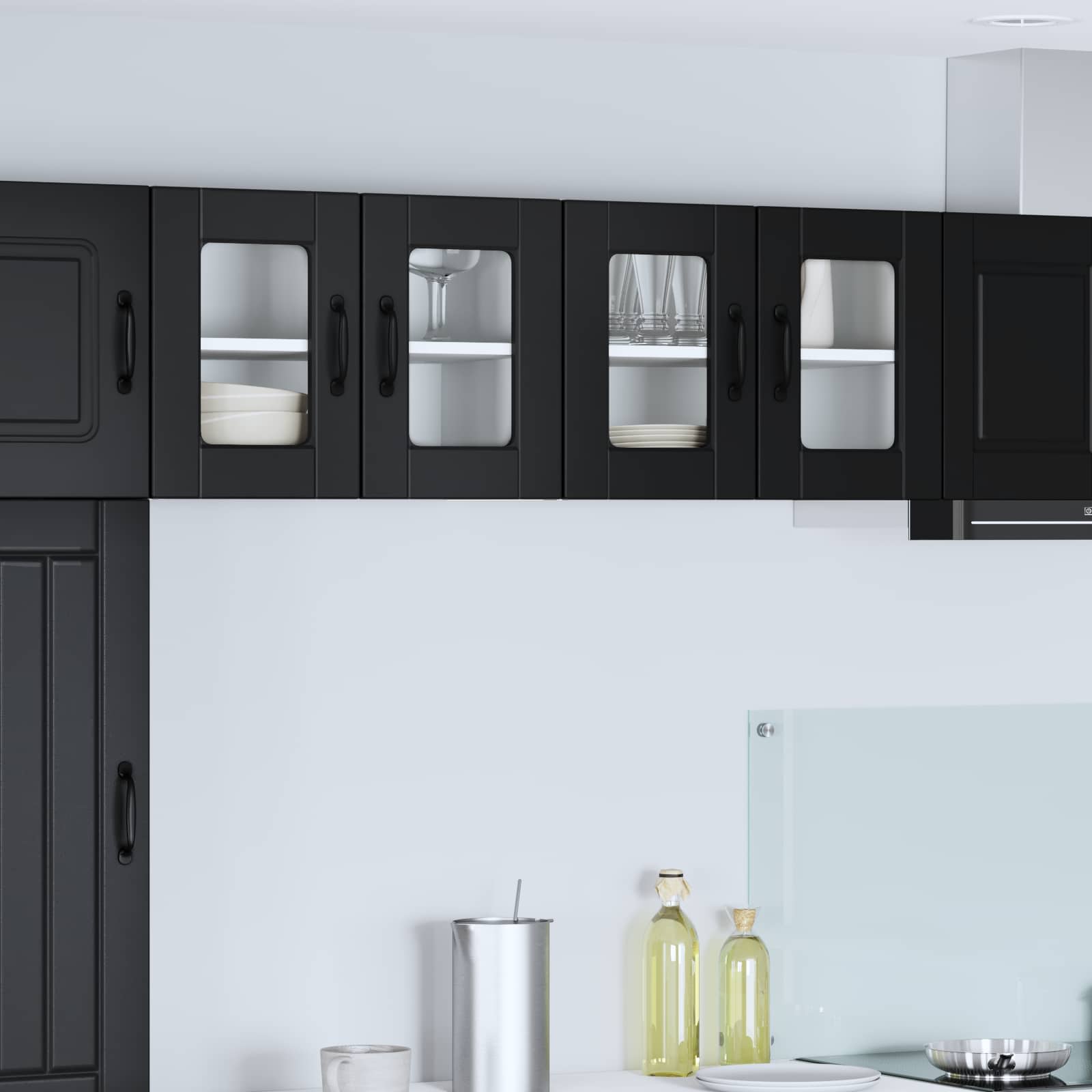 Zidni stakleni ormarić 2 pcs Crna 60 x 31 x 40 cm