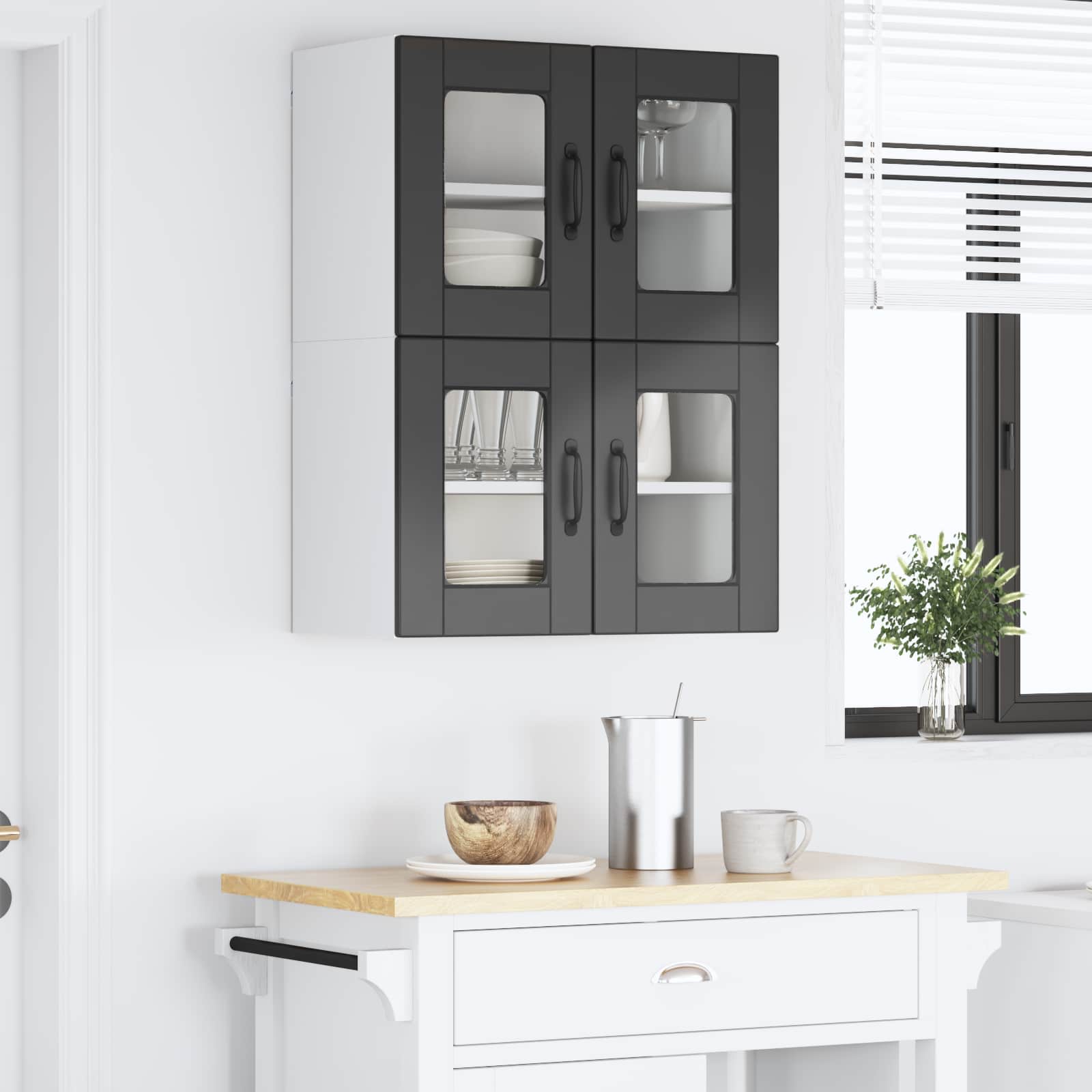 Zidni stakleni ormarić 2 pcs Crna 60 x 31 x 40 cm