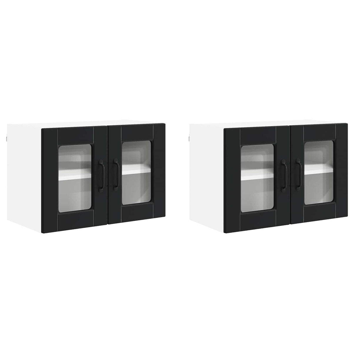 Zidni stakleni ormarić 2 pcs Crna 60 x 31 x 40 cm