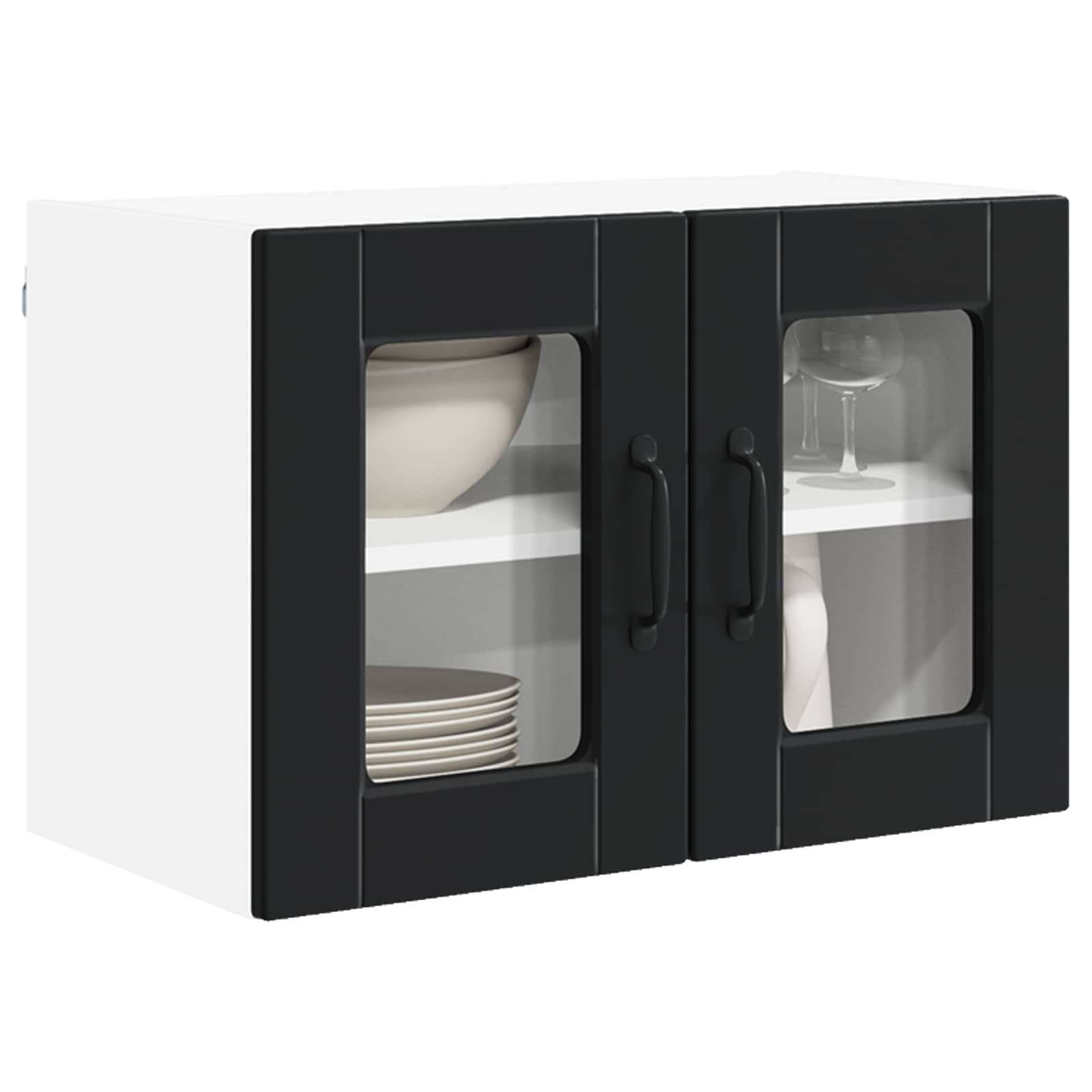 Zidni stakleni ormarić 2 pcs Crna 60 x 31 x 40 cm