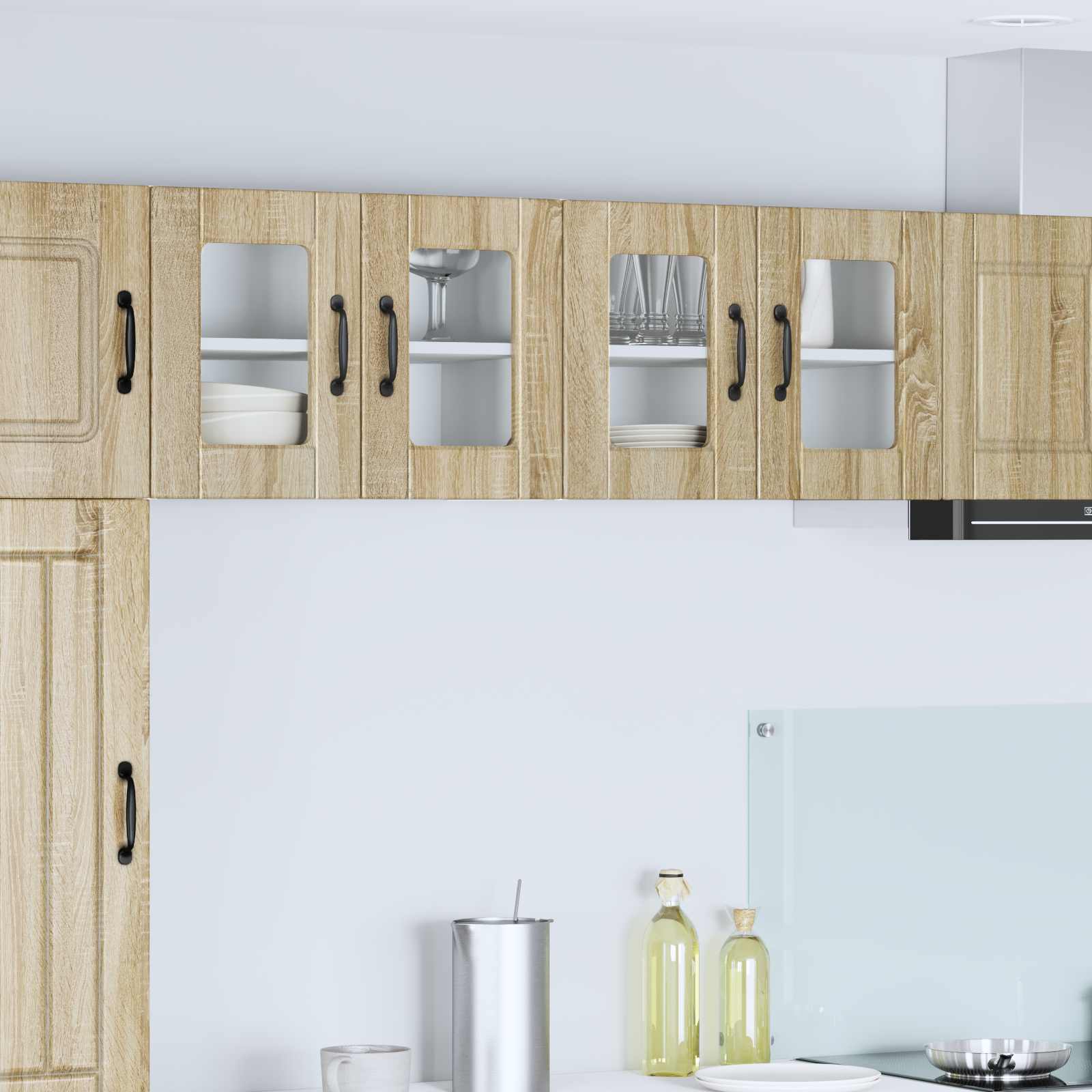 Zidni stakleni ormarić 2 pcs Sonoma hrast 60 x 31 x 40 cm