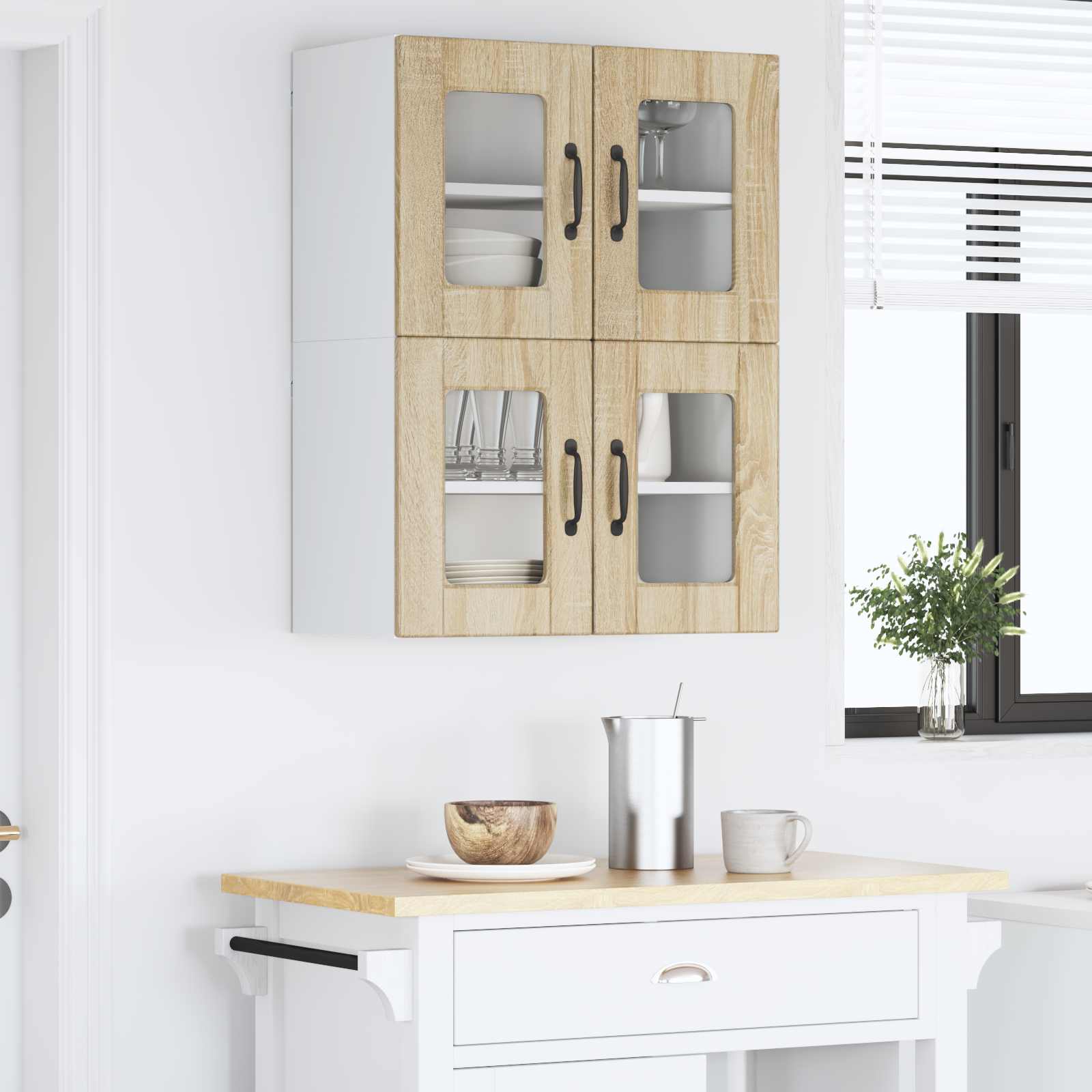 Zidni stakleni ormarić 2 pcs Sonoma hrast 60 x 31 x 40 cm