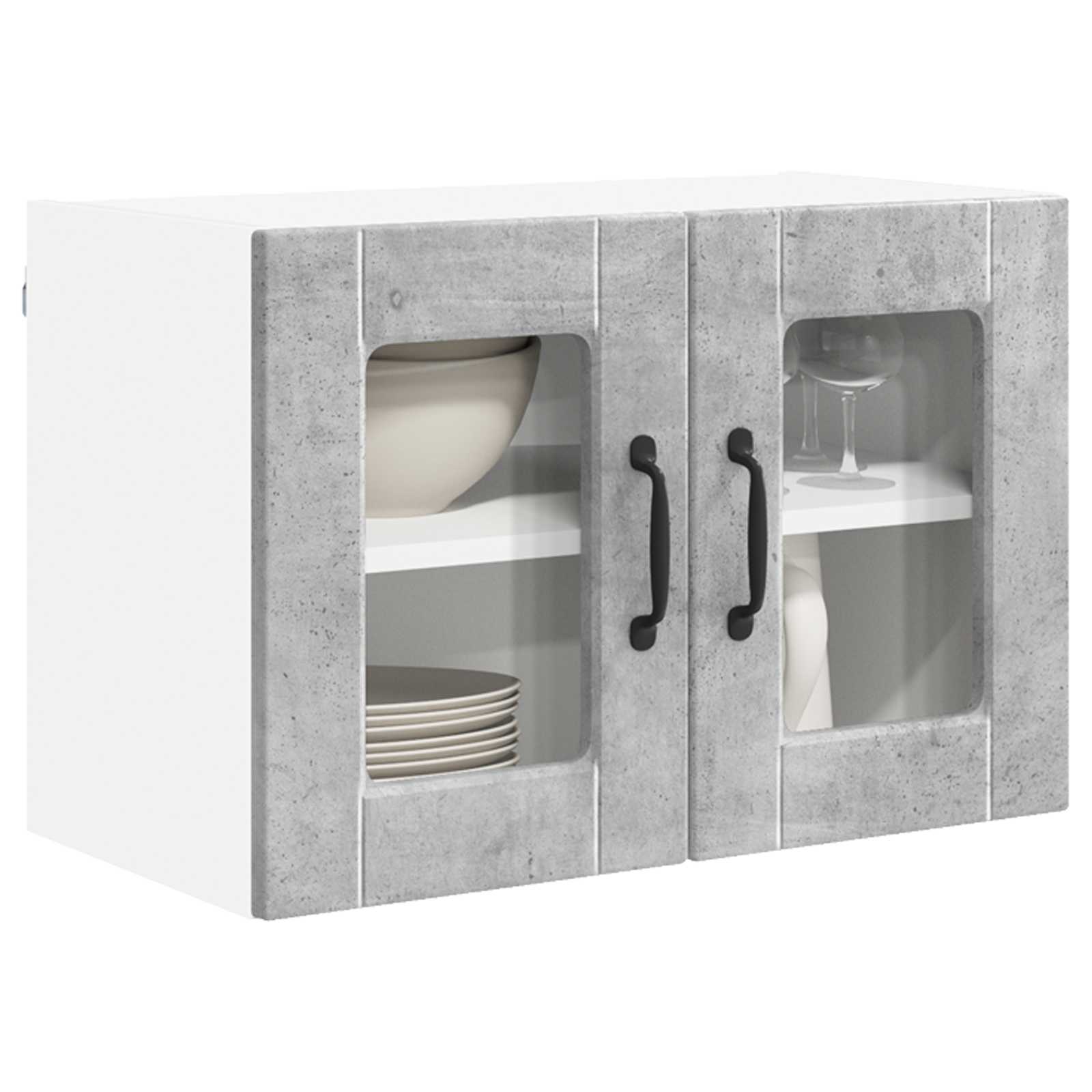 Zidni stakleni ormarić 2 pcs Betonski sivi 60 x 31 x 40 cm