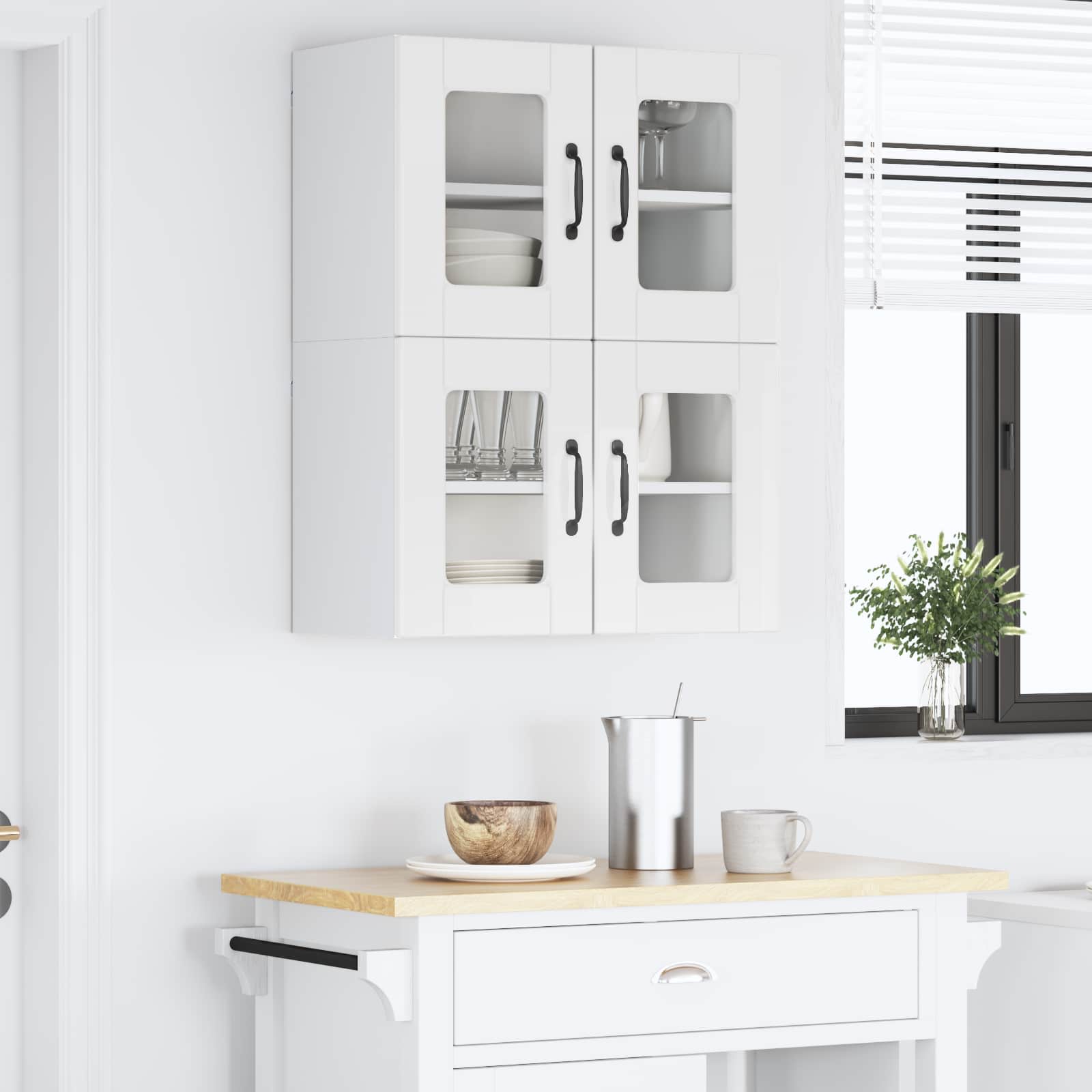 Zidni stakleni ormarić 2 pcs Visoki sjaj bijela 60 x 31 x 40 cm