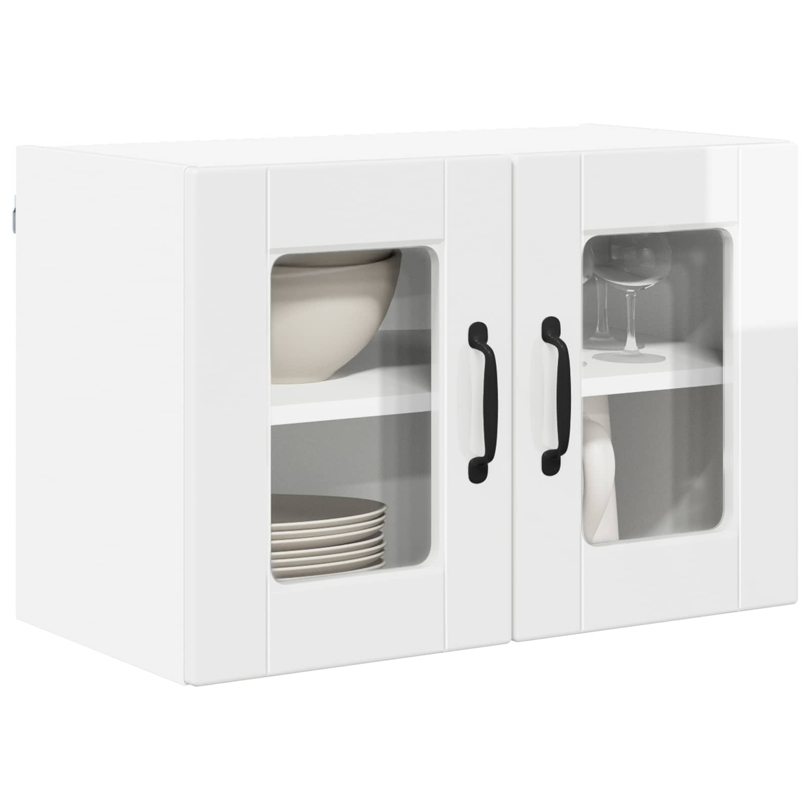 Zidni stakleni ormarić 2 pcs Visoki sjaj bijela 60 x 31 x 40 cm
