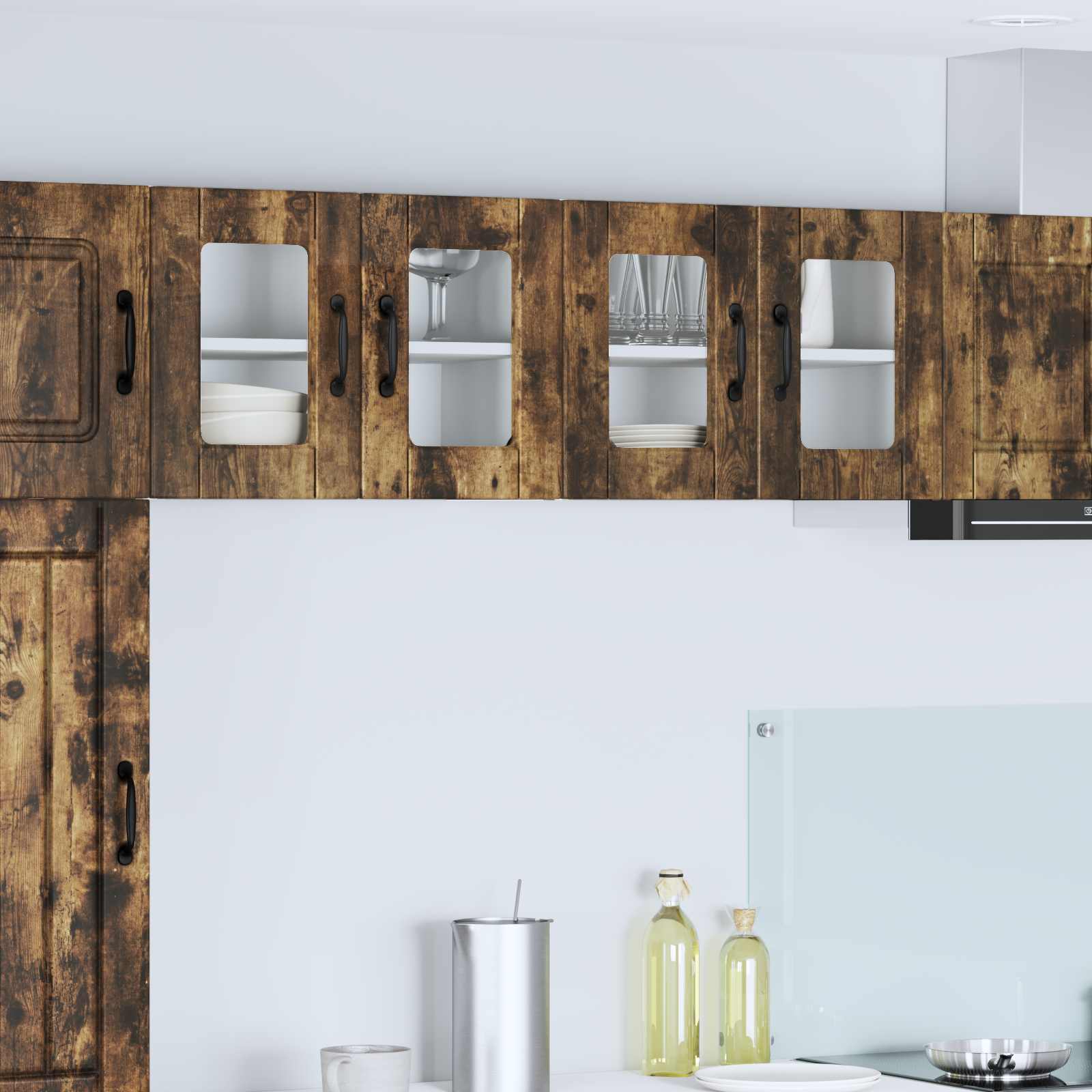 Zidni stakleni ormarić 2 pcs Dimljeni hrast 60 x 31 x 40 cm