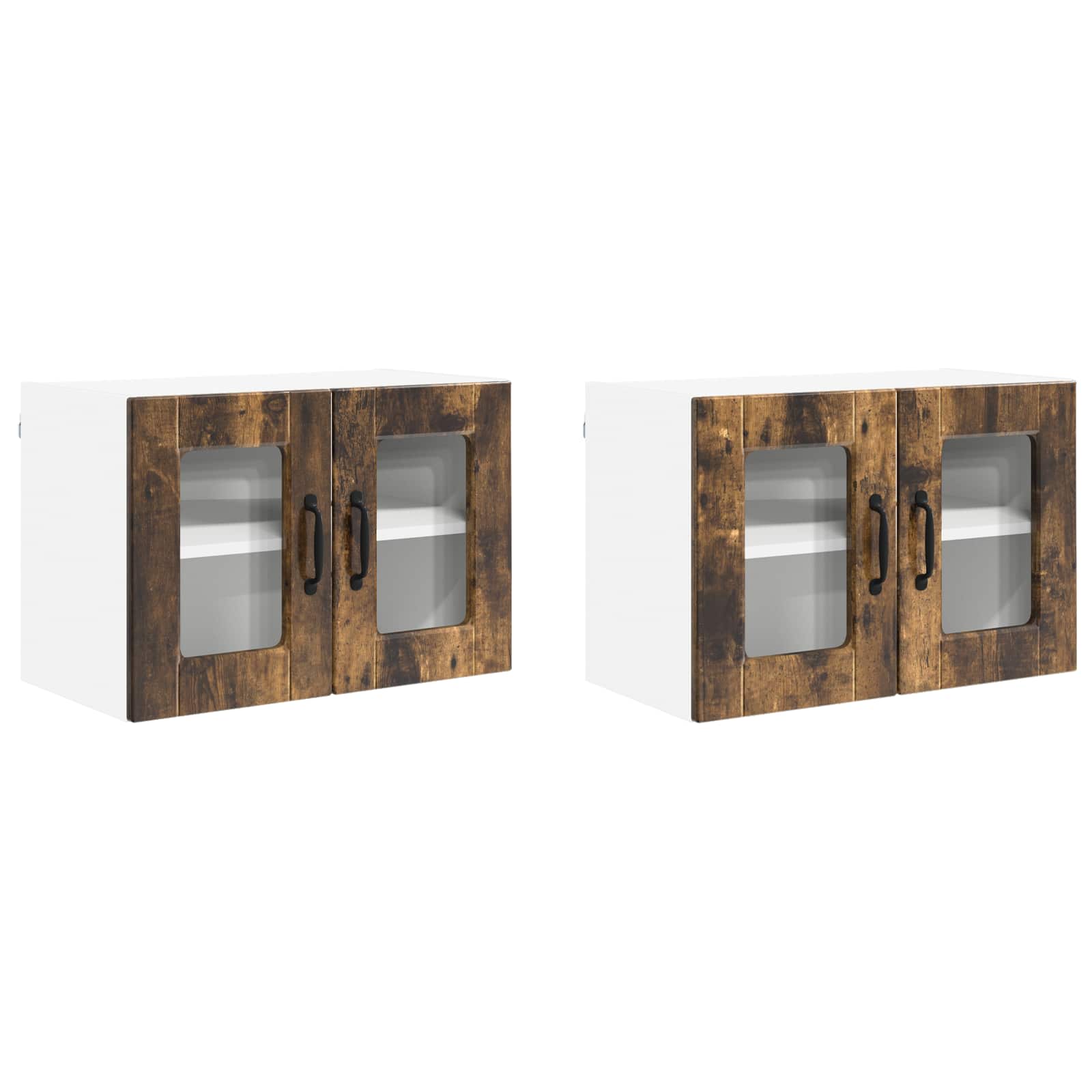 Zidni stakleni ormarić 2 pcs Dimljeni hrast 60 x 31 x 40 cm