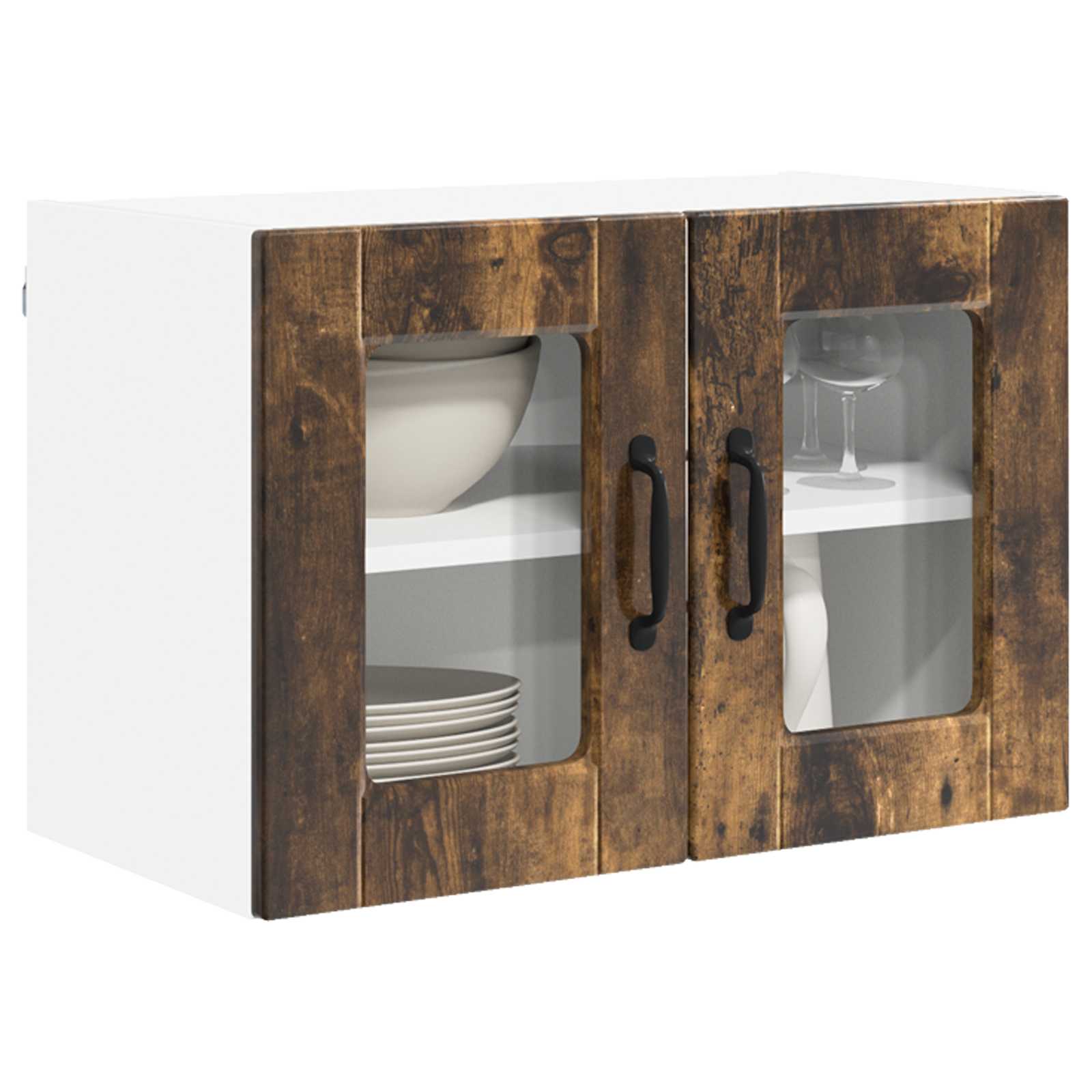Zidni stakleni ormarić 2 pcs Dimljeni hrast 60 x 31 x 40 cm