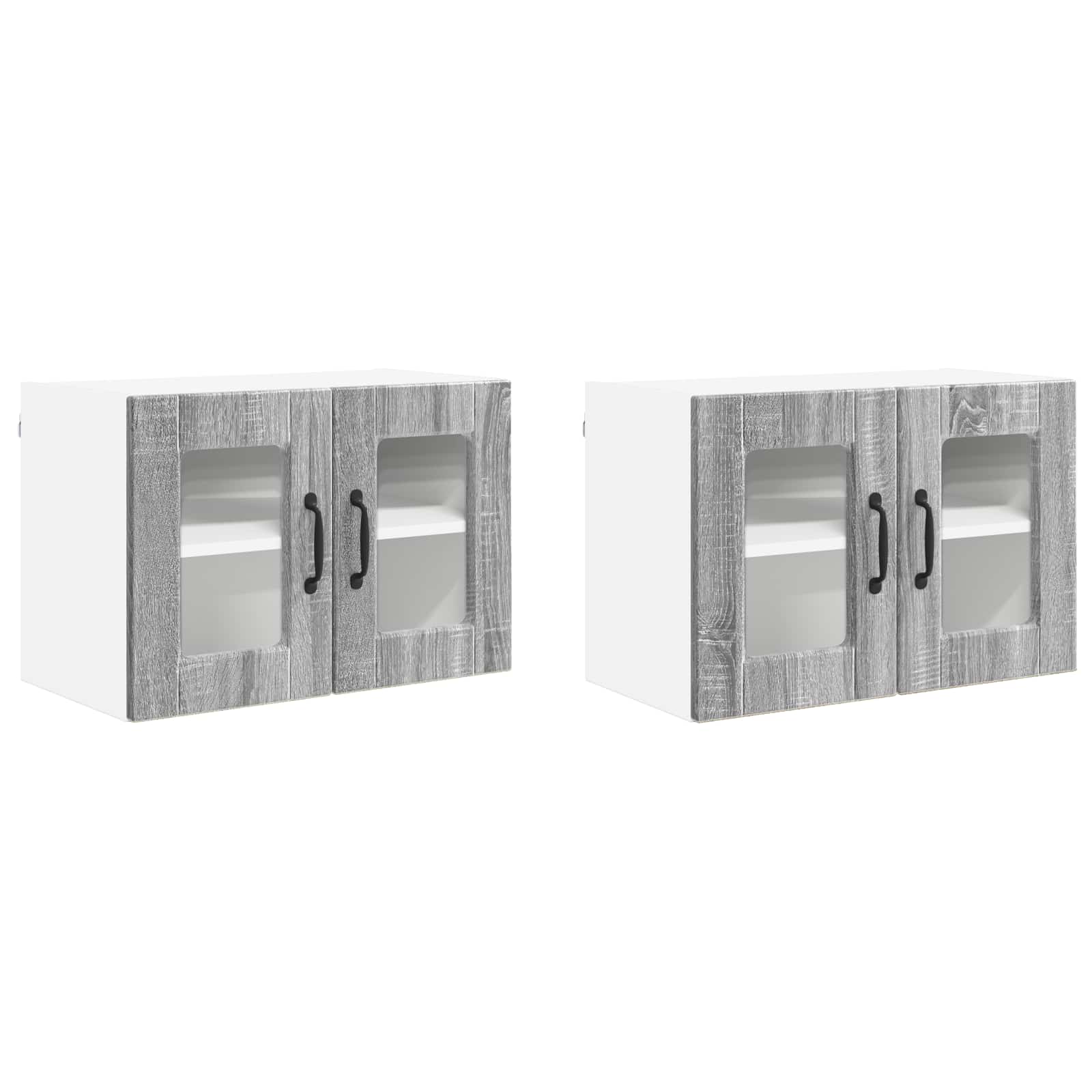 Zidni stakleni ormarić 2 pcs Siva Sonoma 60 x 31 x 40 cm