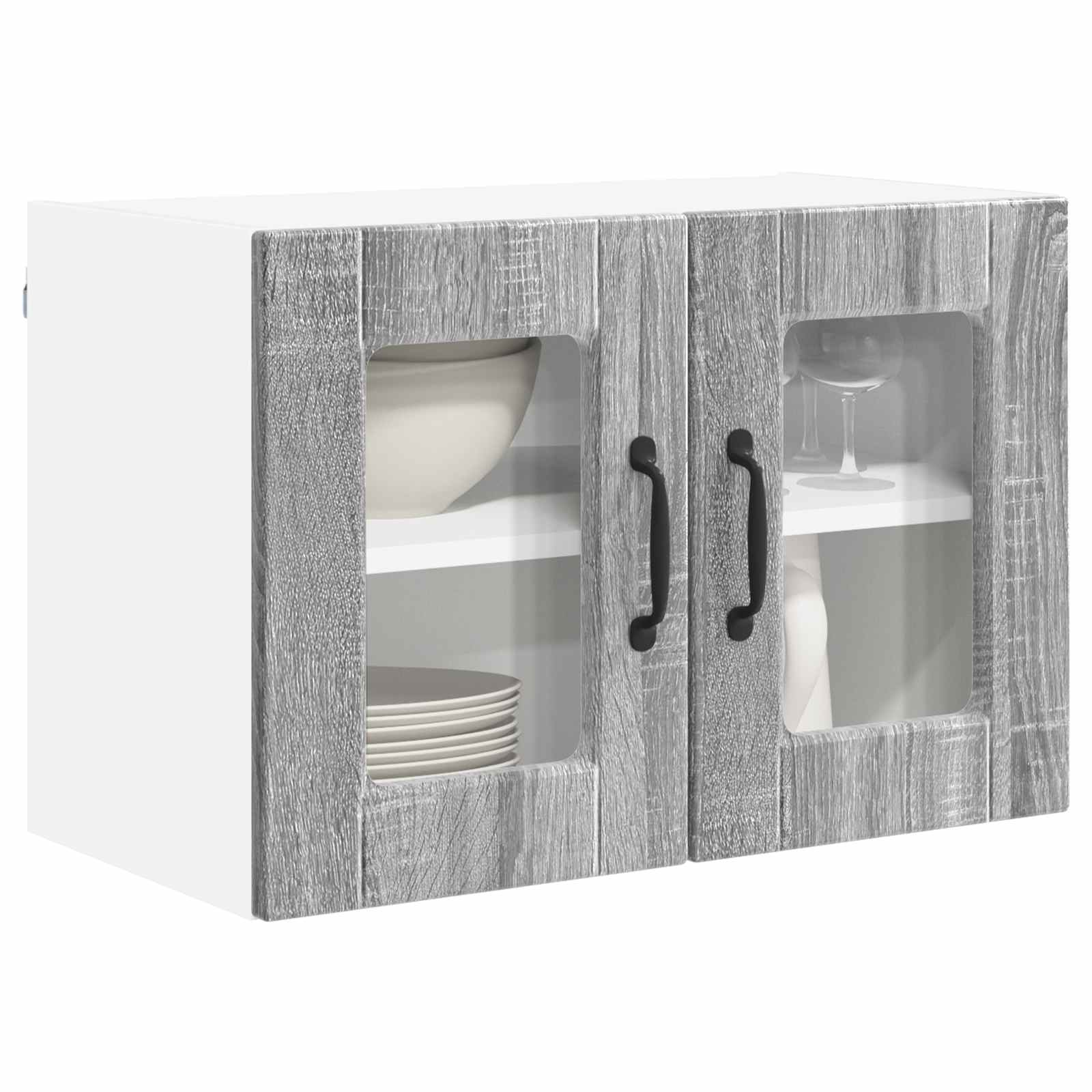 Zidni stakleni ormarić 2 pcs Siva Sonoma 60 x 31 x 40 cm
