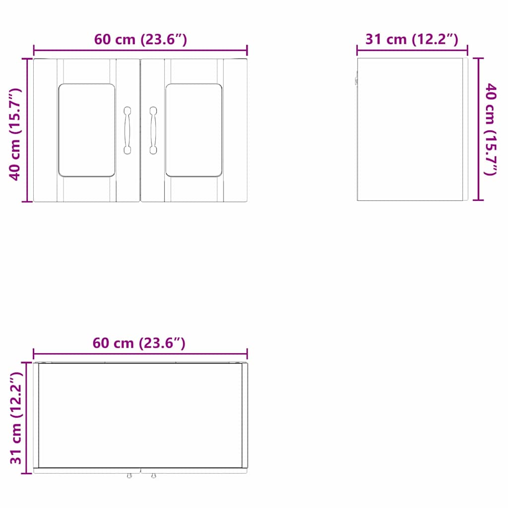 Zidni stakleni ormarić Smeđi hrast 60 x 31 x 40 cm