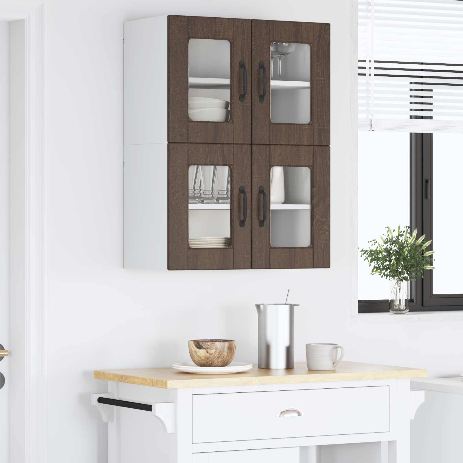 Zidni stakleni ormarić 2 pcs Smeđi hrast 60 x 31 x 40 cm