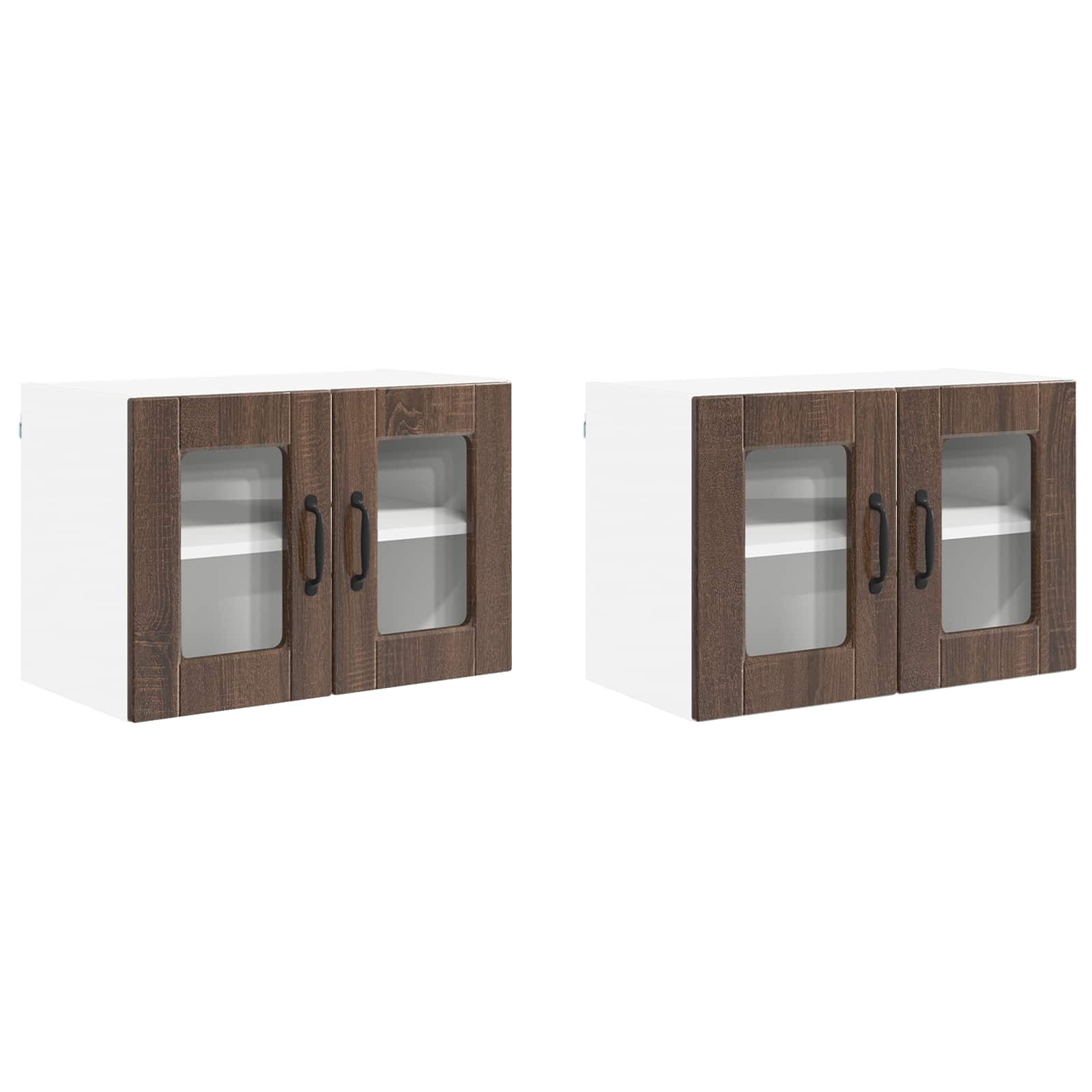 Zidni stakleni ormarić 2 pcs Smeđi hrast 60 x 31 x 40 cm