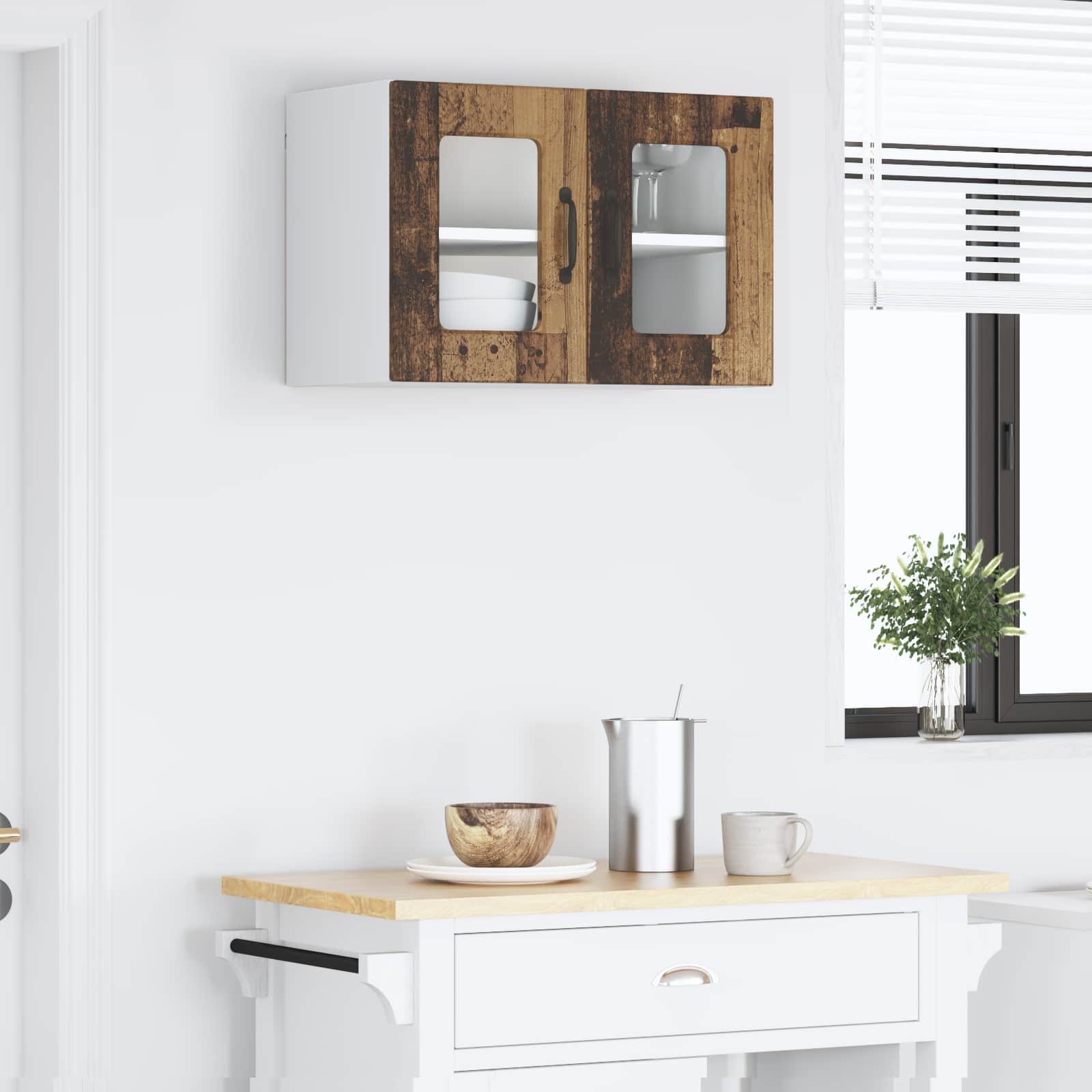 Zidni stakleni ormarić Staro drvo 60 x 31 x 40 cm