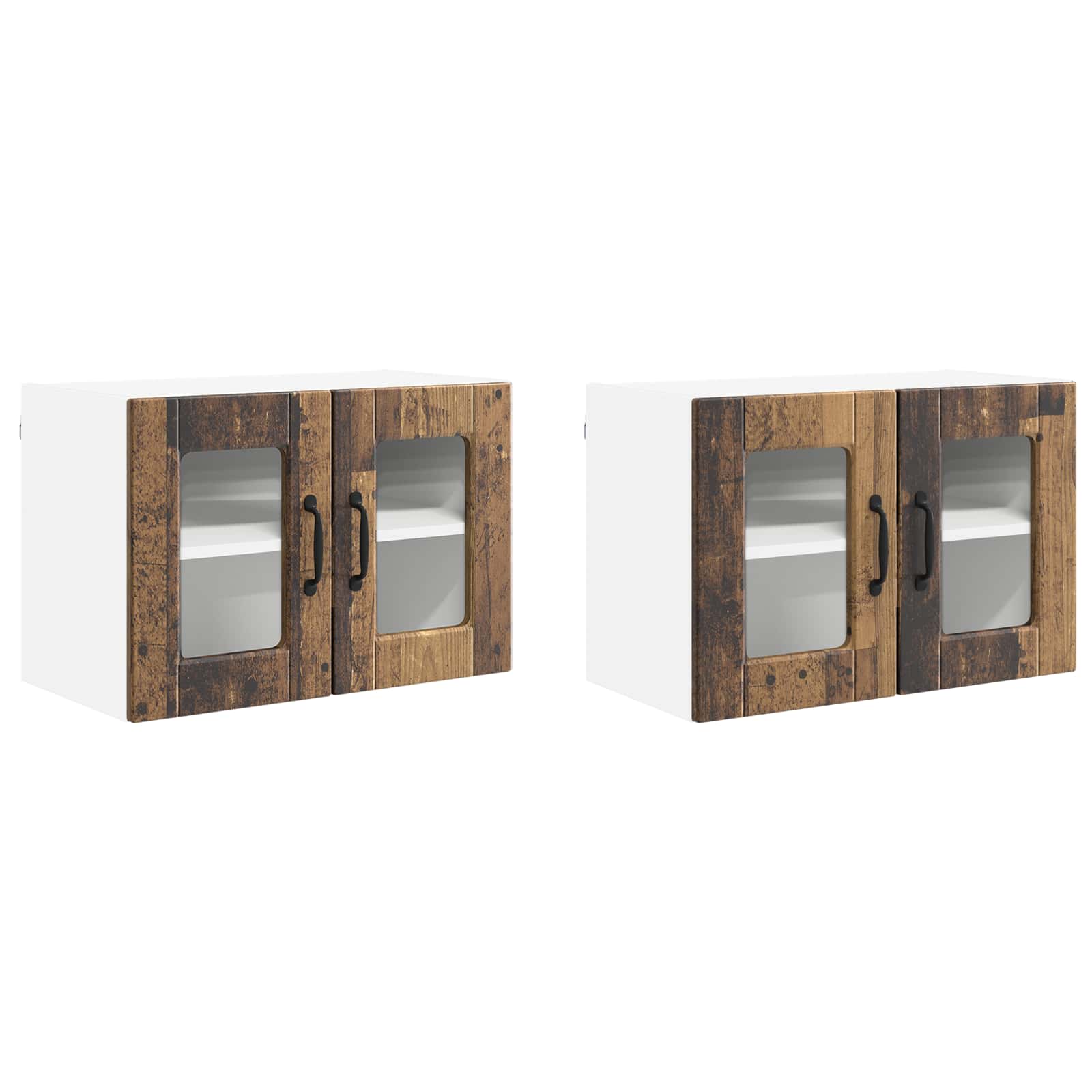 Zidni stakleni ormarić 2 pcs Staro drvo 60 x 31 x 40 cm