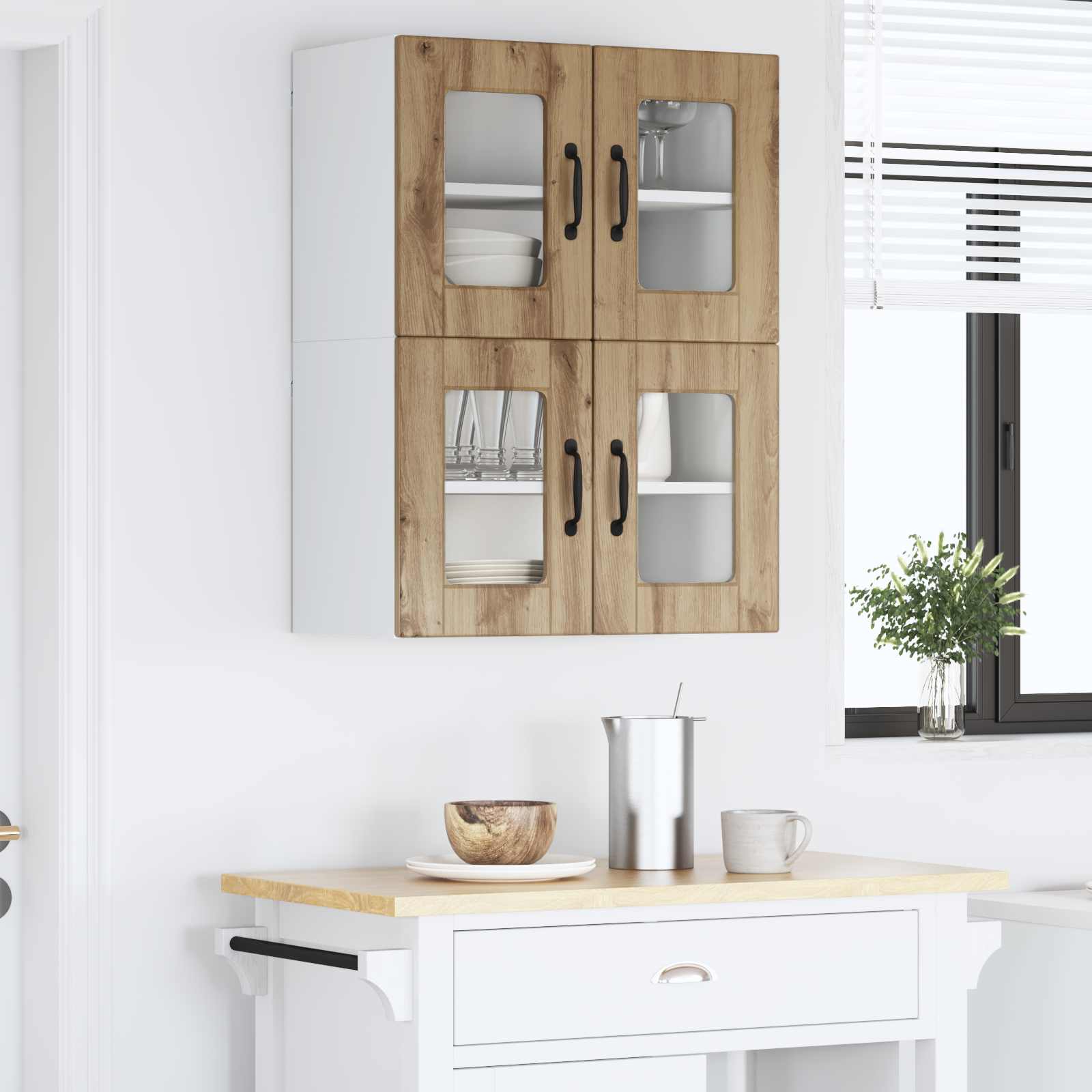 Zidni stakleni ormarić 2 pcs Umjetnički hrast 60 x 31 x 40 cm