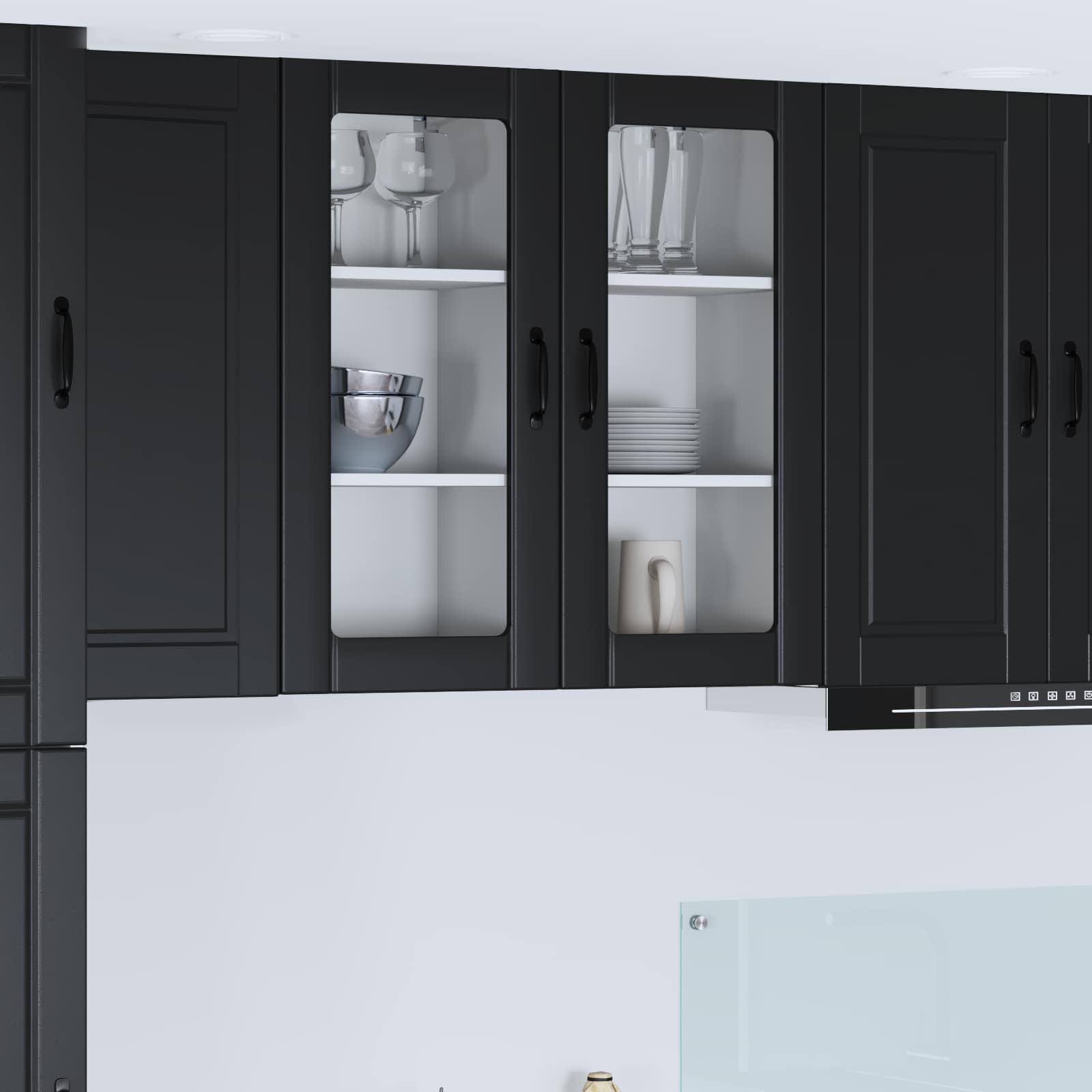 Zidni stakleni ormarić Crna 40 x 31 x 80 cm Konstruirano drvo