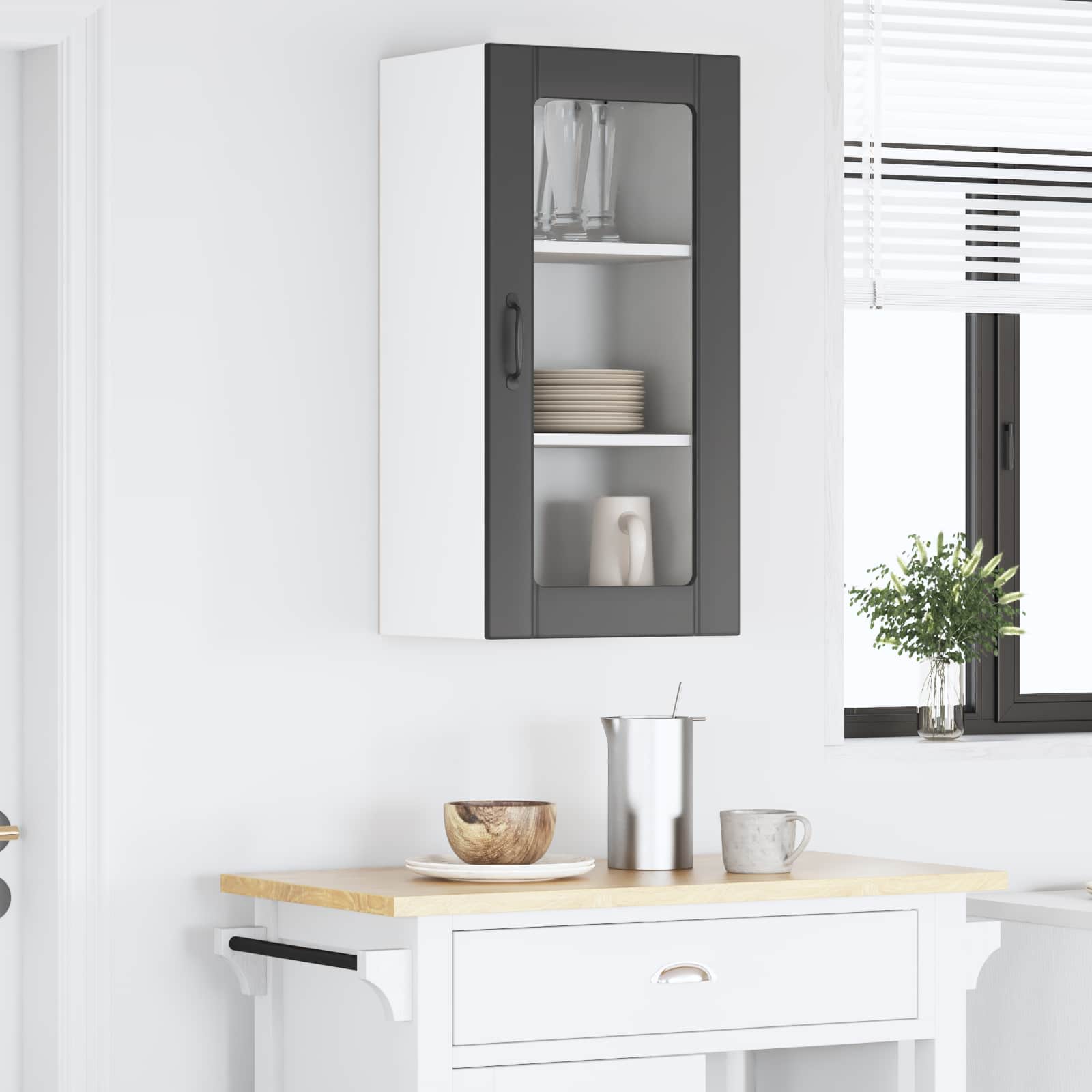 Zidni stakleni ormarić Crna 40 x 31 x 80 cm Konstruirano drvo
