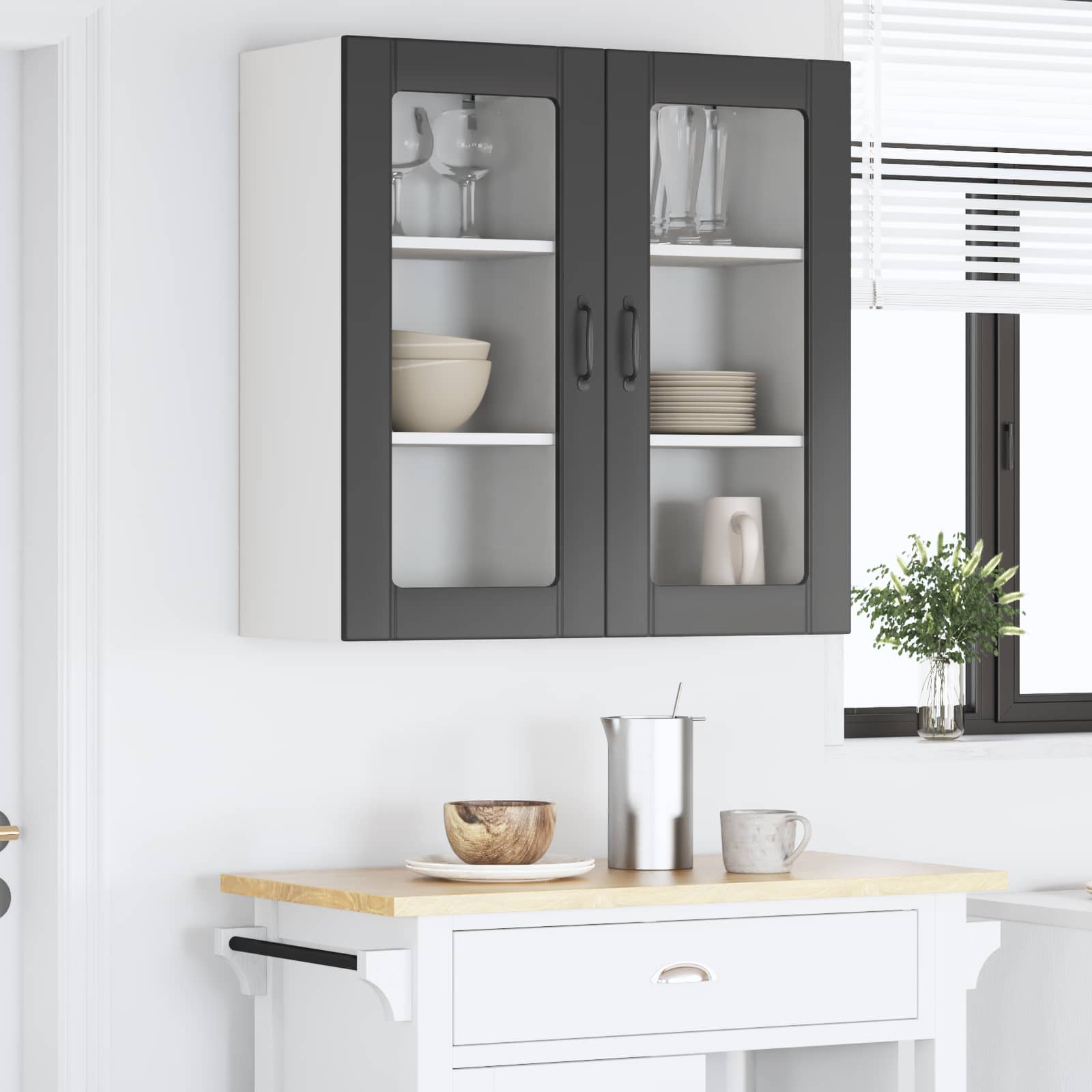 Zidni stakleni ormar 2 pcs Crna 40 x 31 x 80 cm