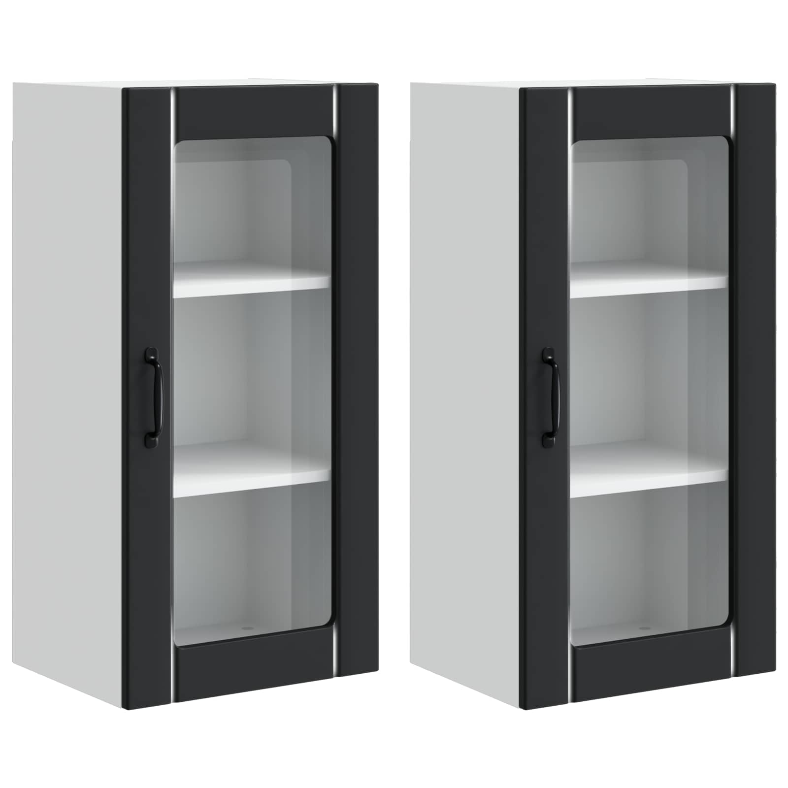 Zidni stakleni ormar 2 pcs Crna 40 x 31 x 80 cm