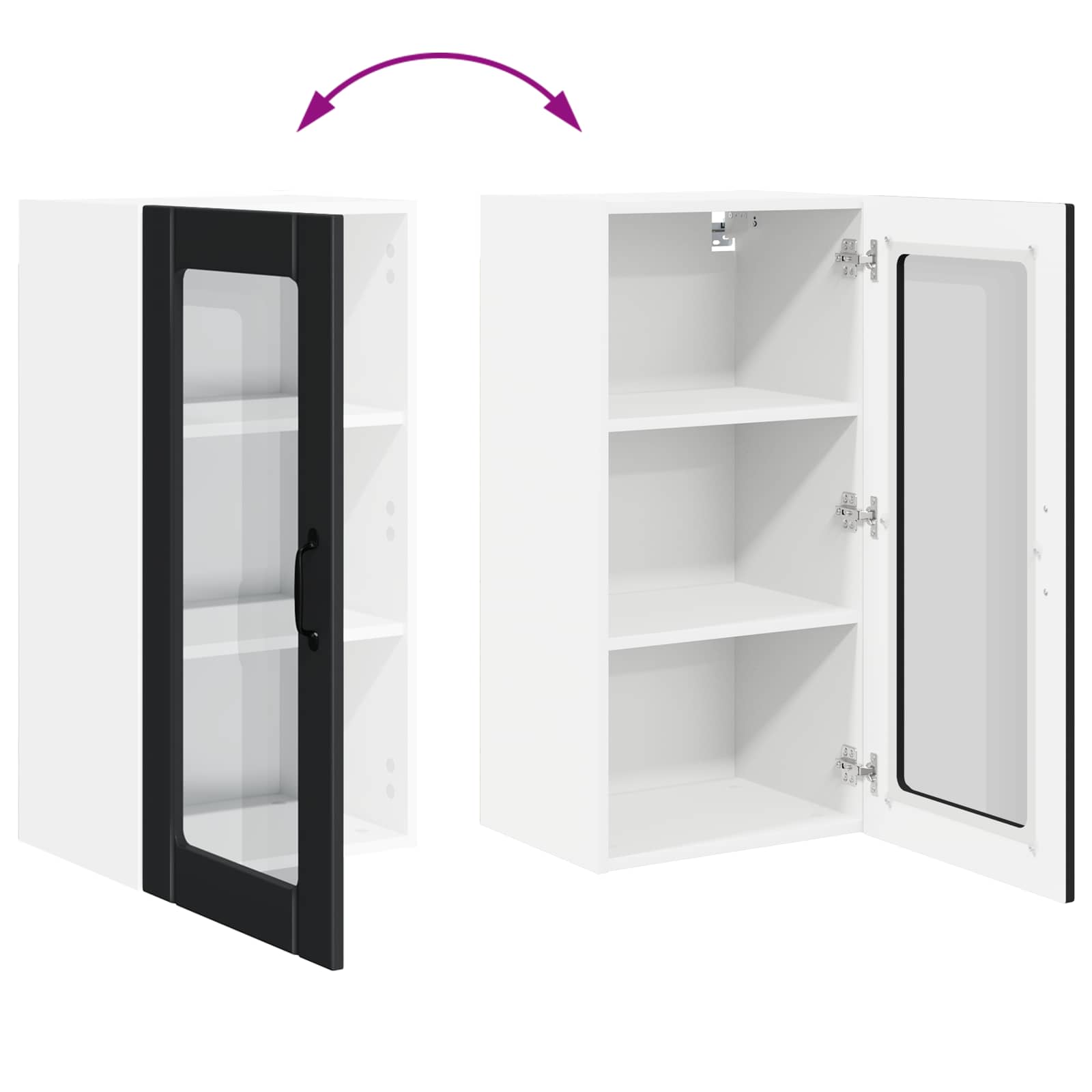 Zidni stakleni ormar 2 pcs Crna 40 x 31 x 80 cm
