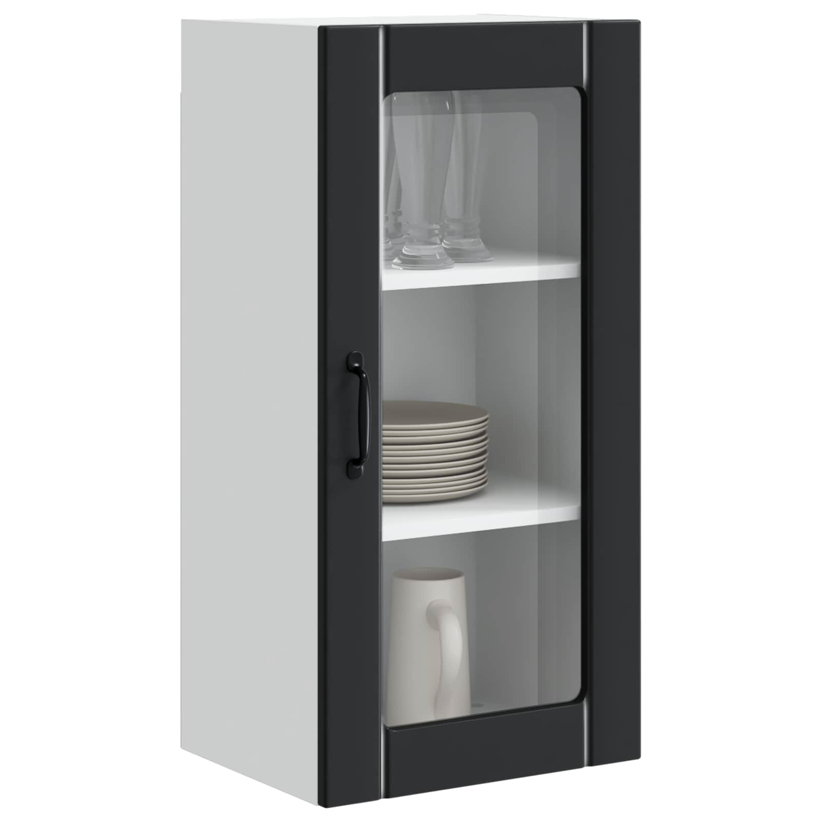 Zidni stakleni ormar 2 pcs Crna 40 x 31 x 80 cm