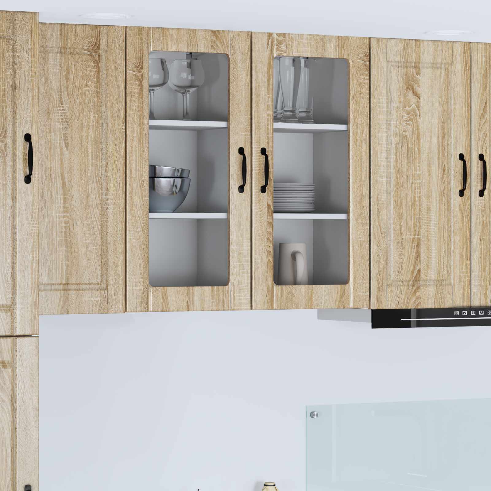 Zidni stakleni ormarić 2 pcs Sonoma hrast 40 x 31 x 80 cm