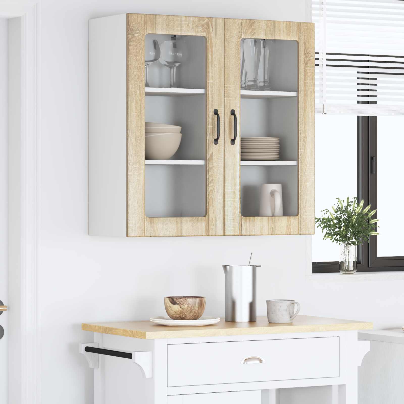 Zidni stakleni ormarić 2 pcs Sonoma hrast 40 x 31 x 80 cm