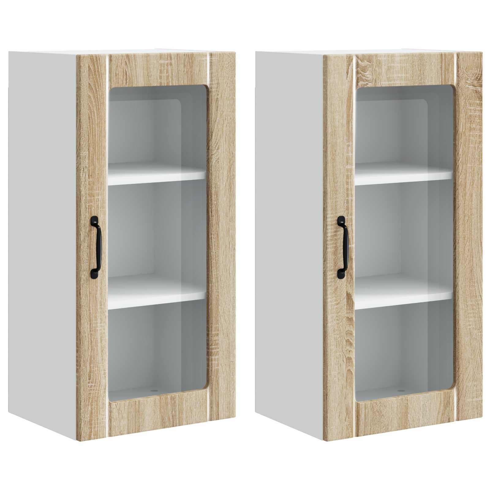 Zidni stakleni ormarić 2 pcs Sonoma hrast 40 x 31 x 80 cm