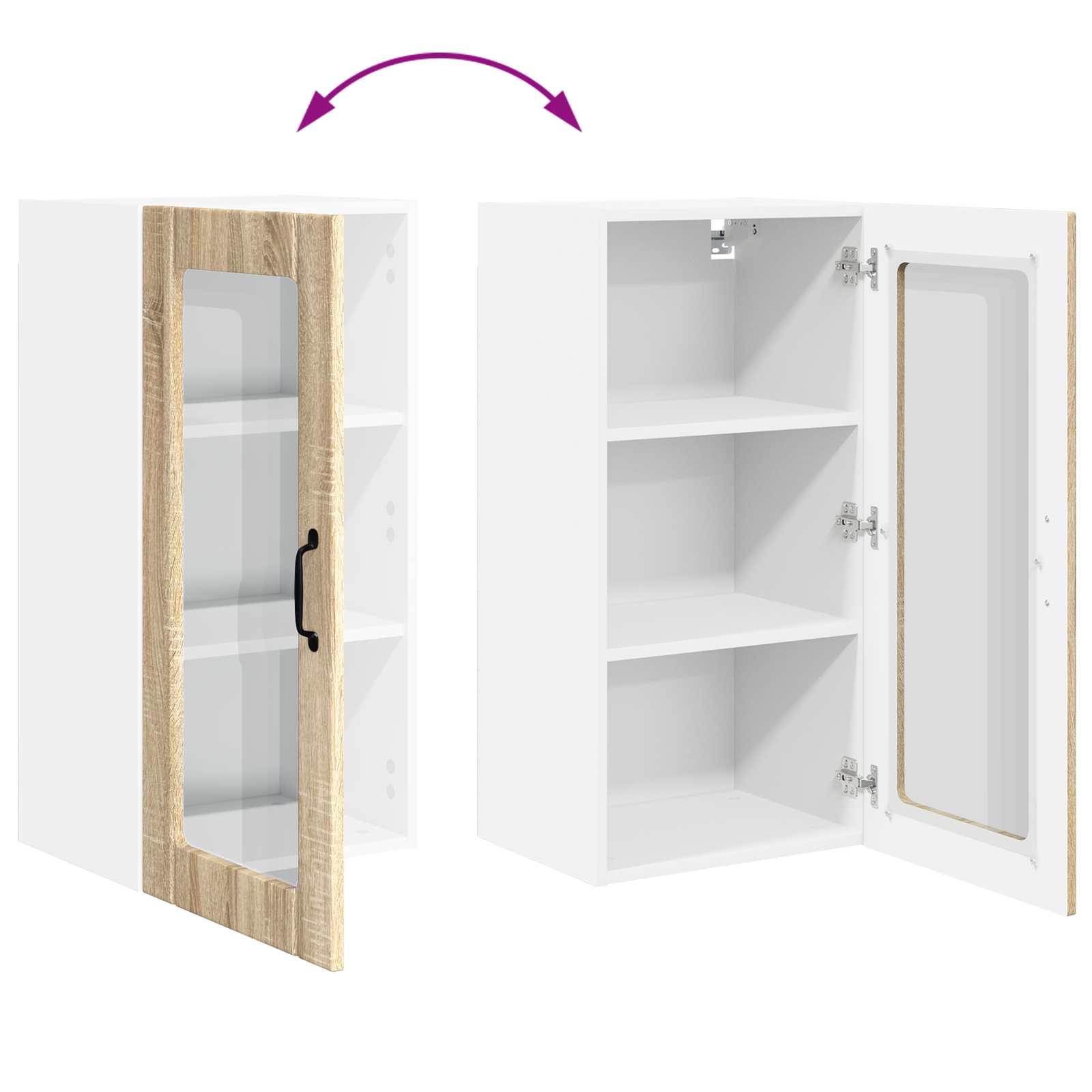 Zidni stakleni ormarić 2 pcs Sonoma hrast 40 x 31 x 80 cm