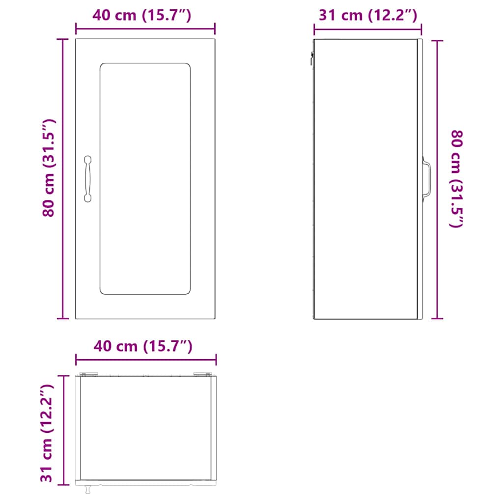 Zidni stakleni ormarić 2 pcs Sonoma hrast 40 x 31 x 80 cm
