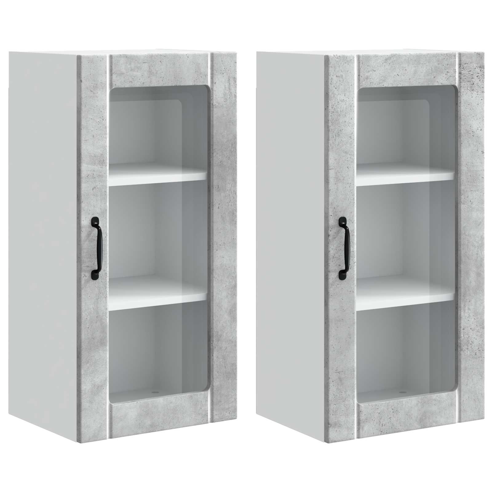 Zidni stakleni ormarić 2 pcs Betonski sivi 40 x 31 x 80 cm