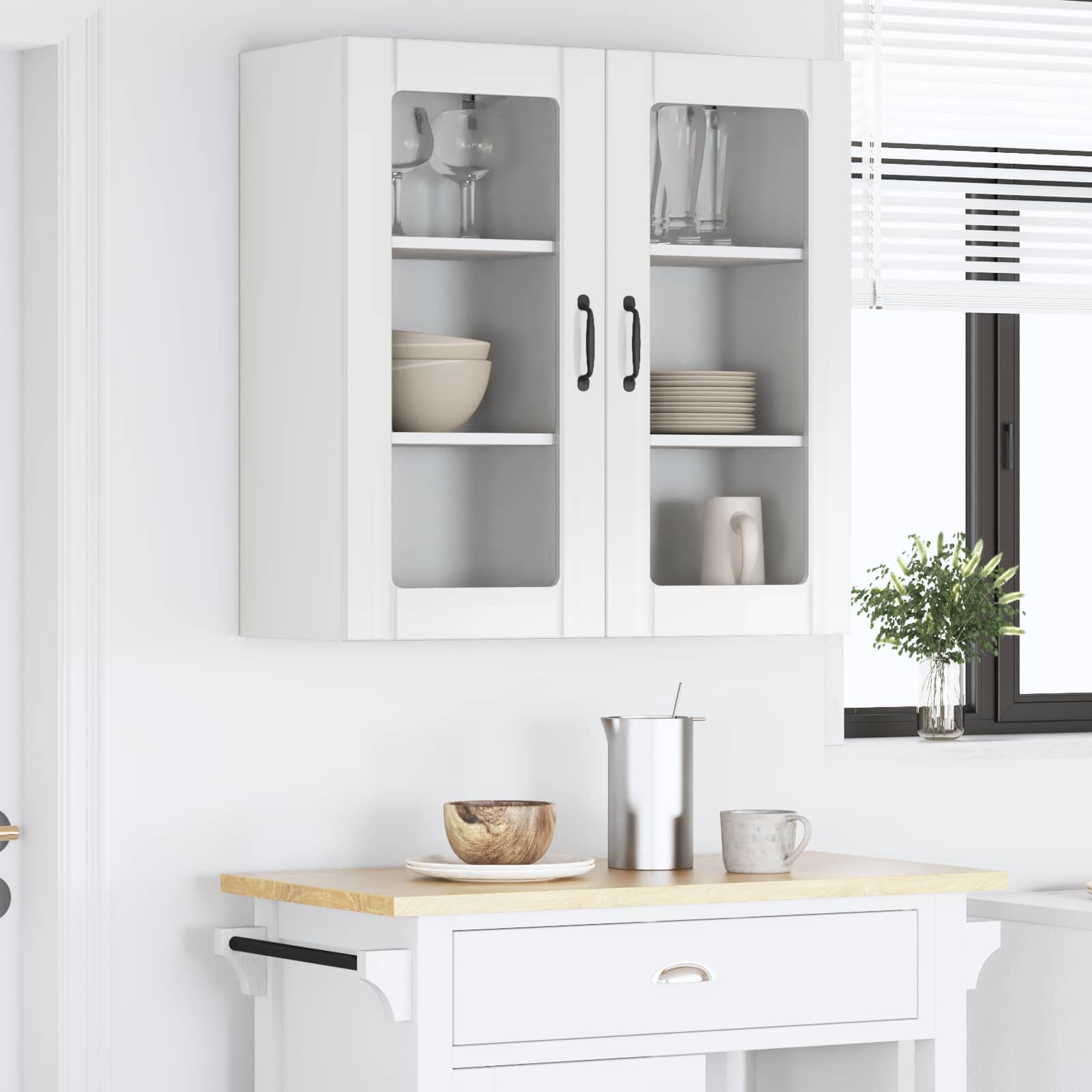 Zidni stakleni ormarić 2 pcs Visoki sjaj bijela 40 x 31 x 80 cm