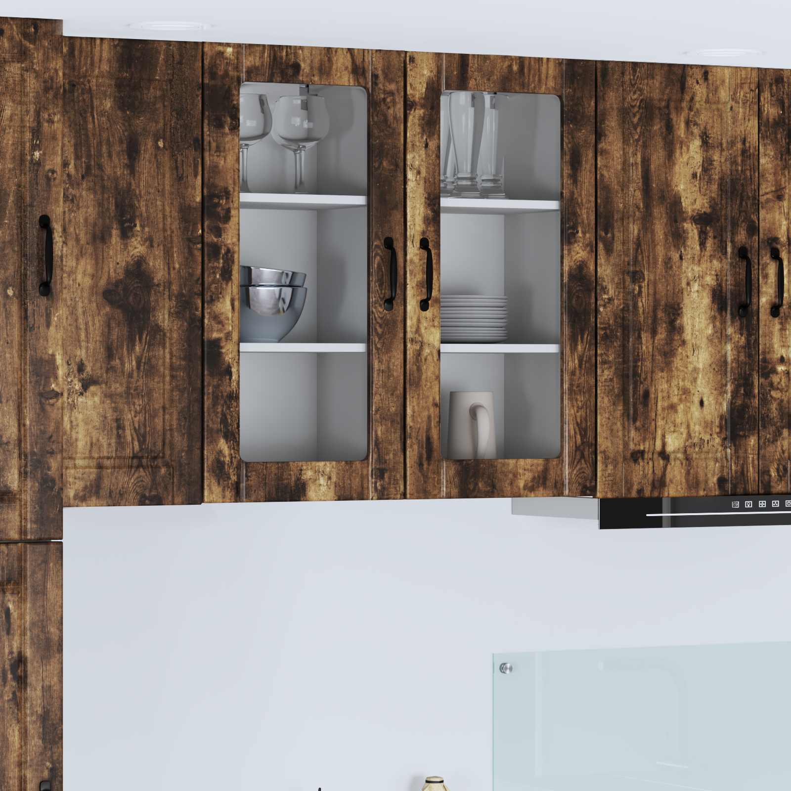 Zidni stakleni ormarić 2 pcs Dimljeni hrast 40 x 31 x 80 cm