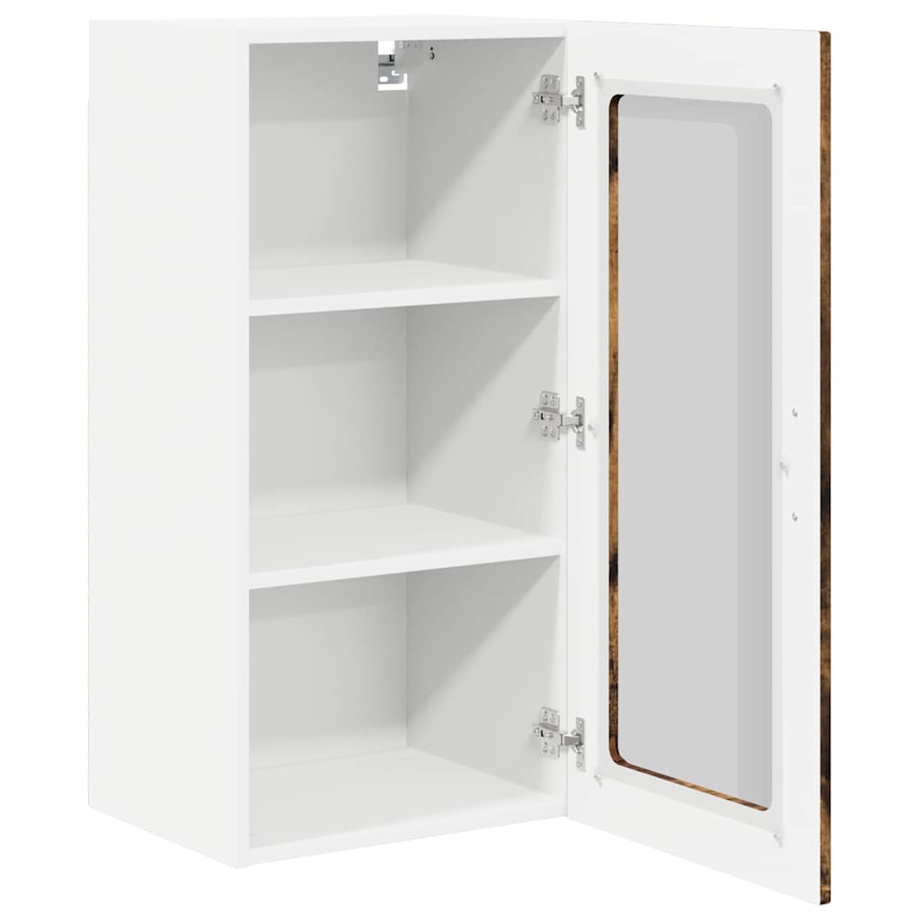 Zidni stakleni ormarić 2 pcs Dimljeni hrast 40 x 31 x 80 cm