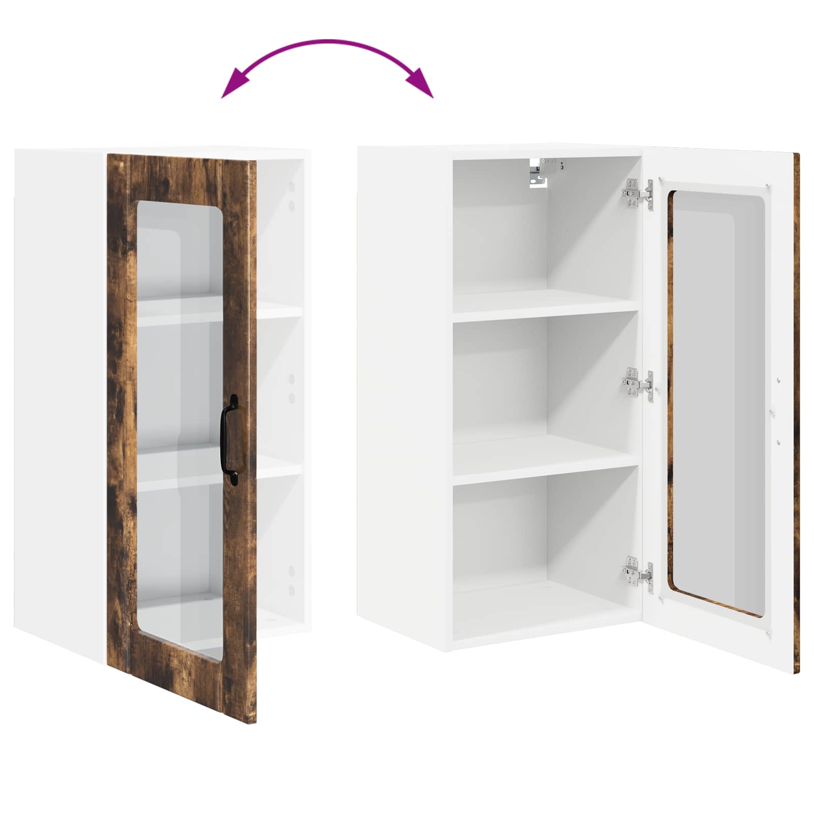 Zidni stakleni ormarić 2 pcs Dimljeni hrast 40 x 31 x 80 cm
