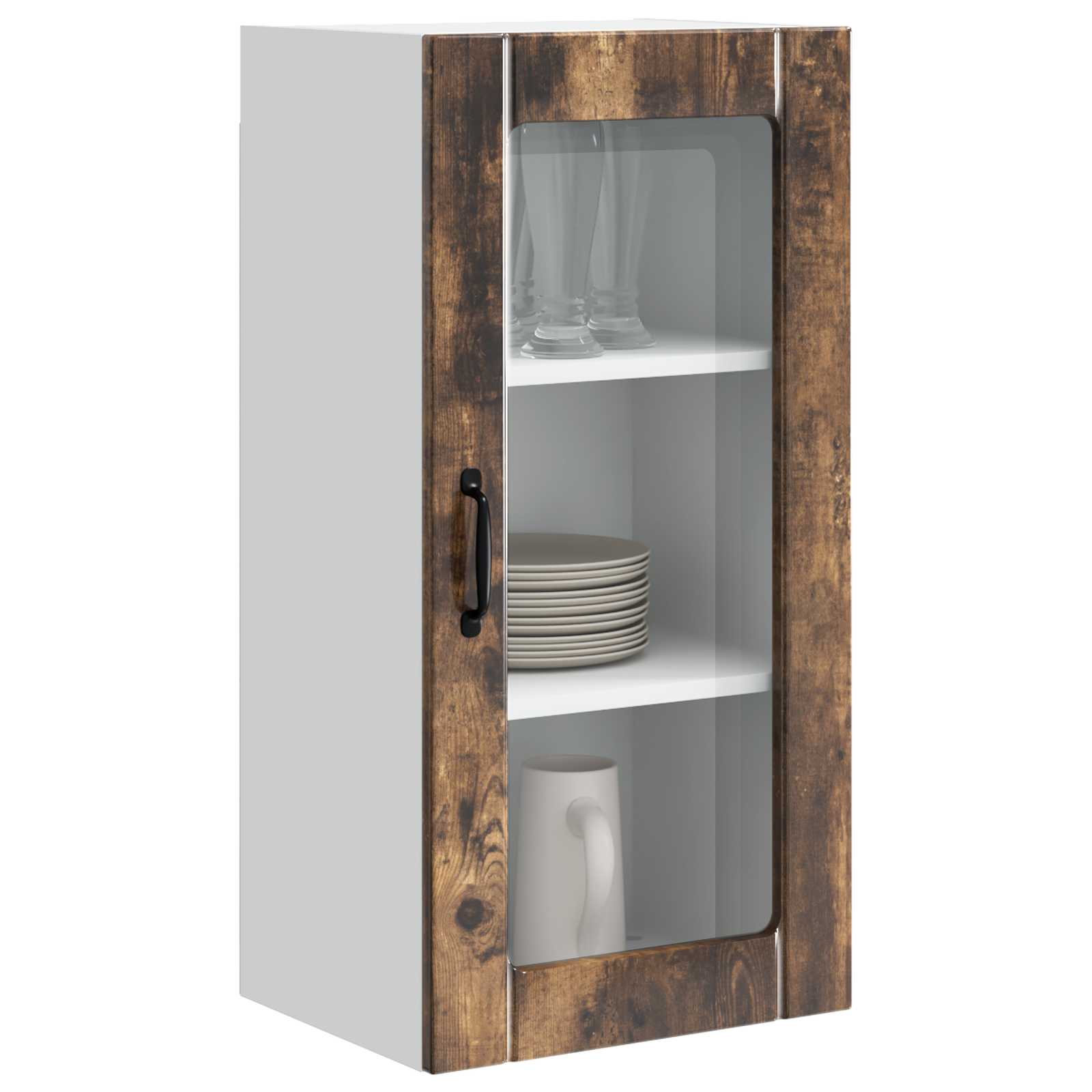 Zidni stakleni ormarić 2 pcs Dimljeni hrast 40 x 31 x 80 cm