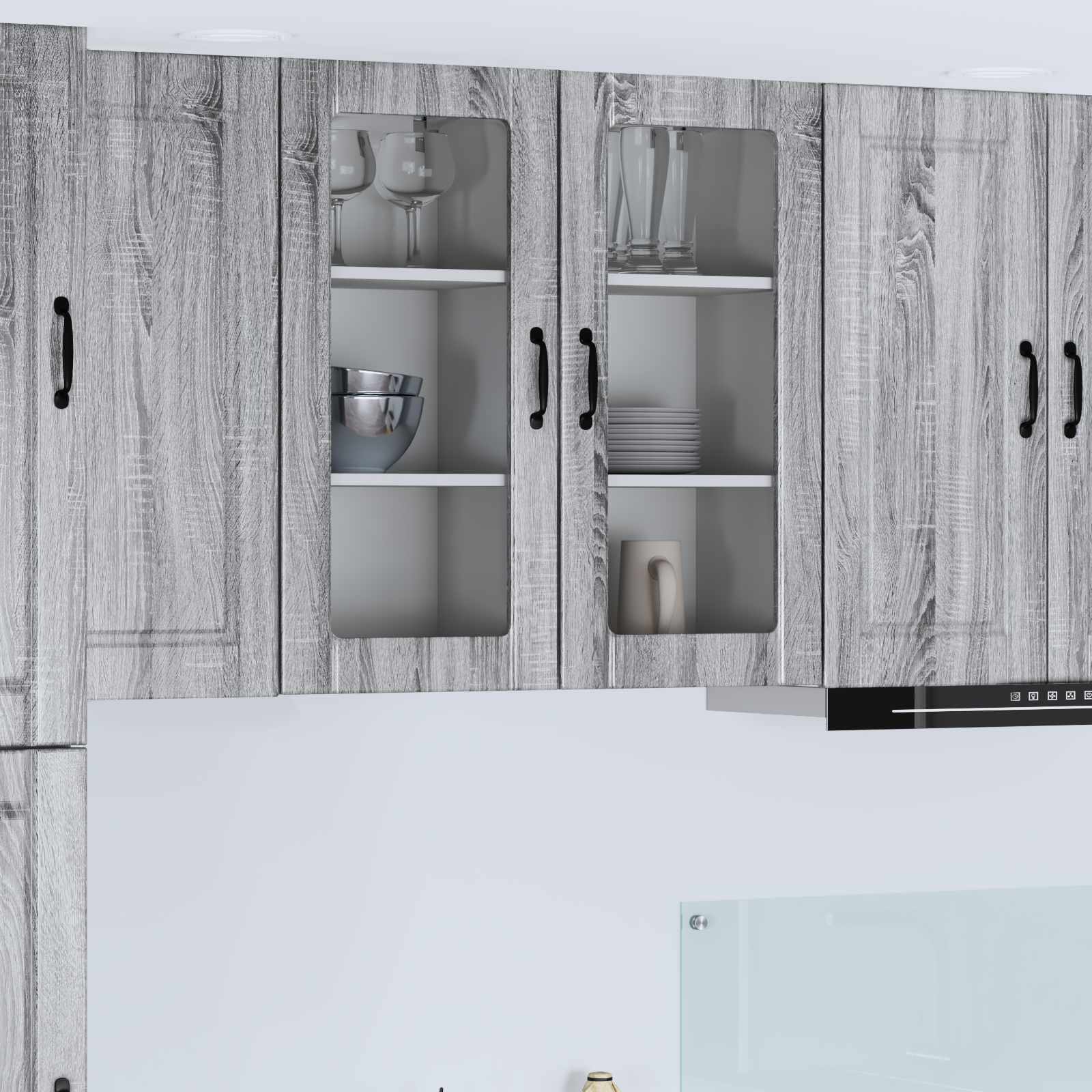 Zidni stakleni ormarić 2 pcs Siva Sonoma 40 x 31 x 80 cm