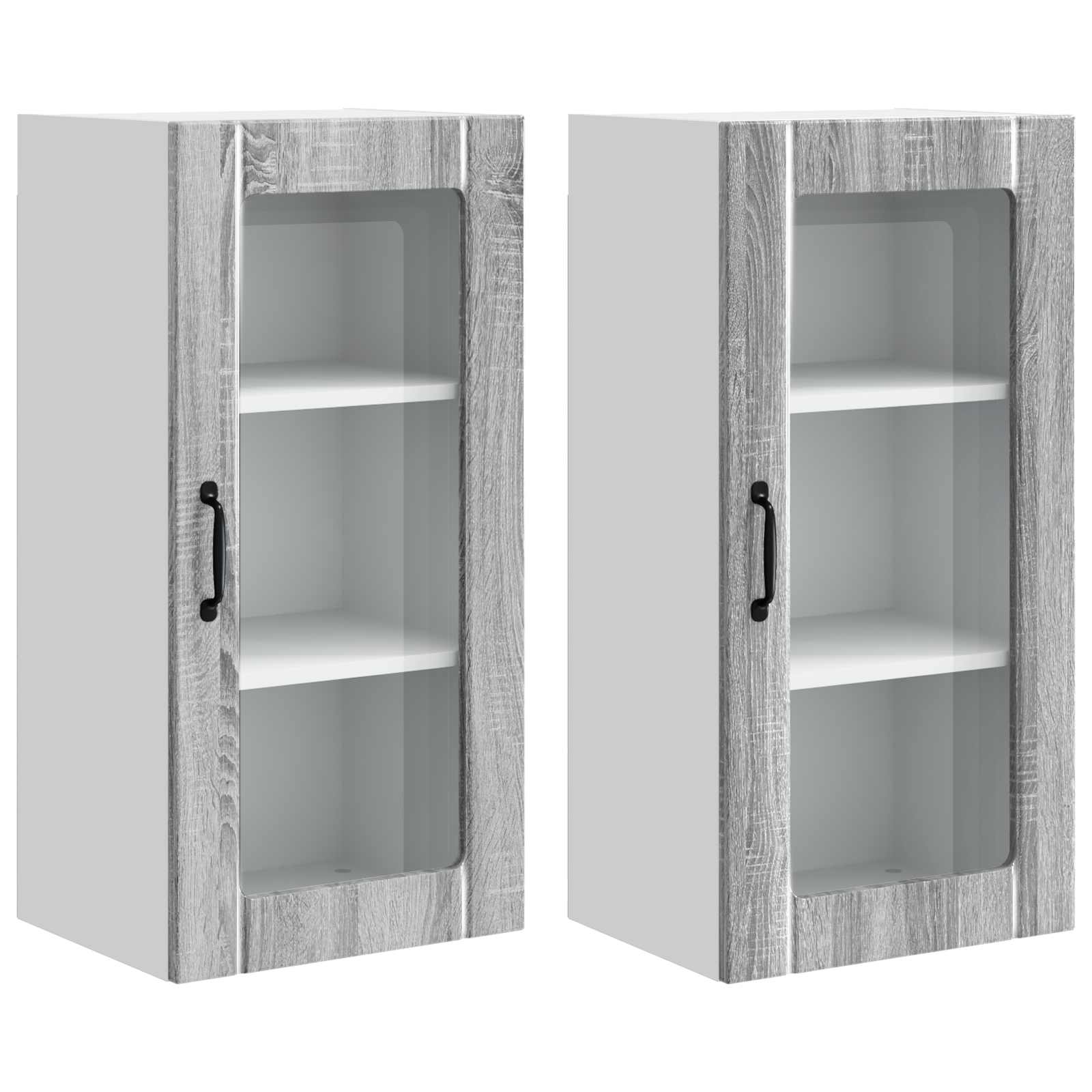 Zidni stakleni ormarić 2 pcs Siva Sonoma 40 x 31 x 80 cm