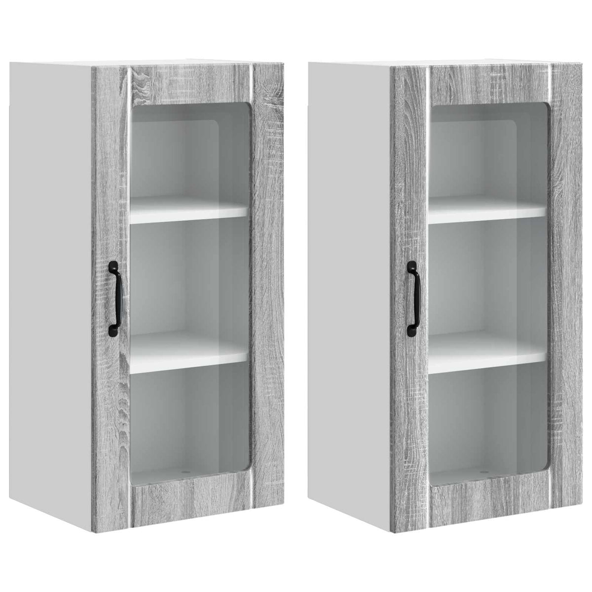 Zidni stakleni ormarić 2 pcs Siva Sonoma 40 x 31 x 80 cm