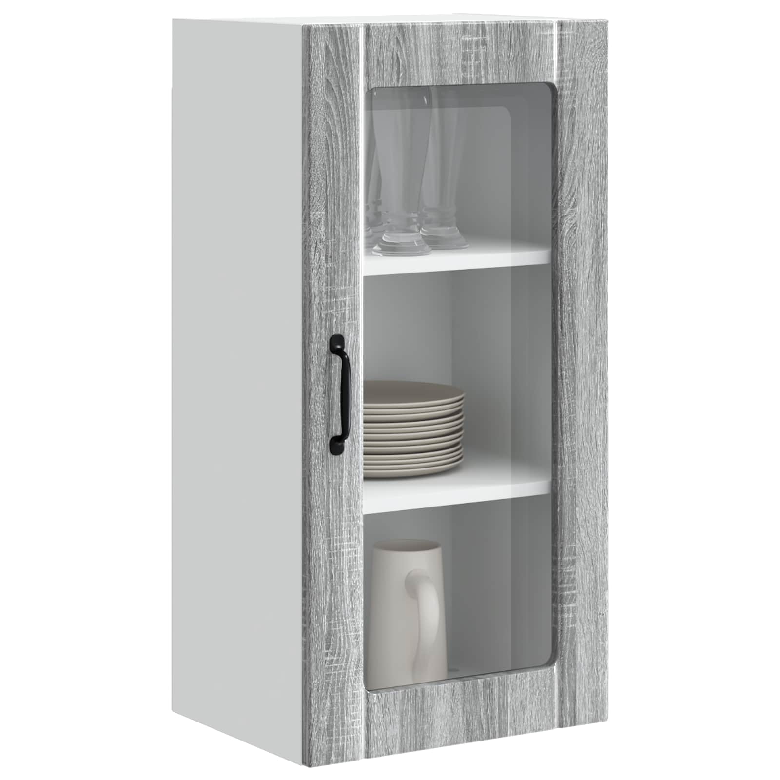 Zidni stakleni ormarić 2 pcs Siva Sonoma 40 x 31 x 80 cm