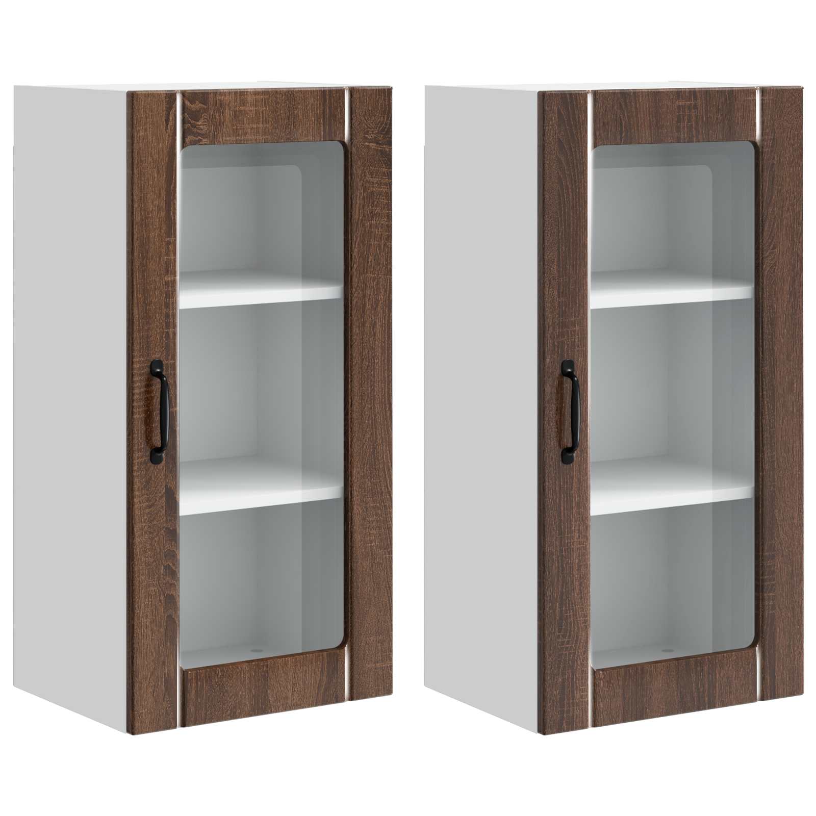 Zidni stakleni ormarić 2 pcs Smeđi hrast 40 x 31 x 80 cm