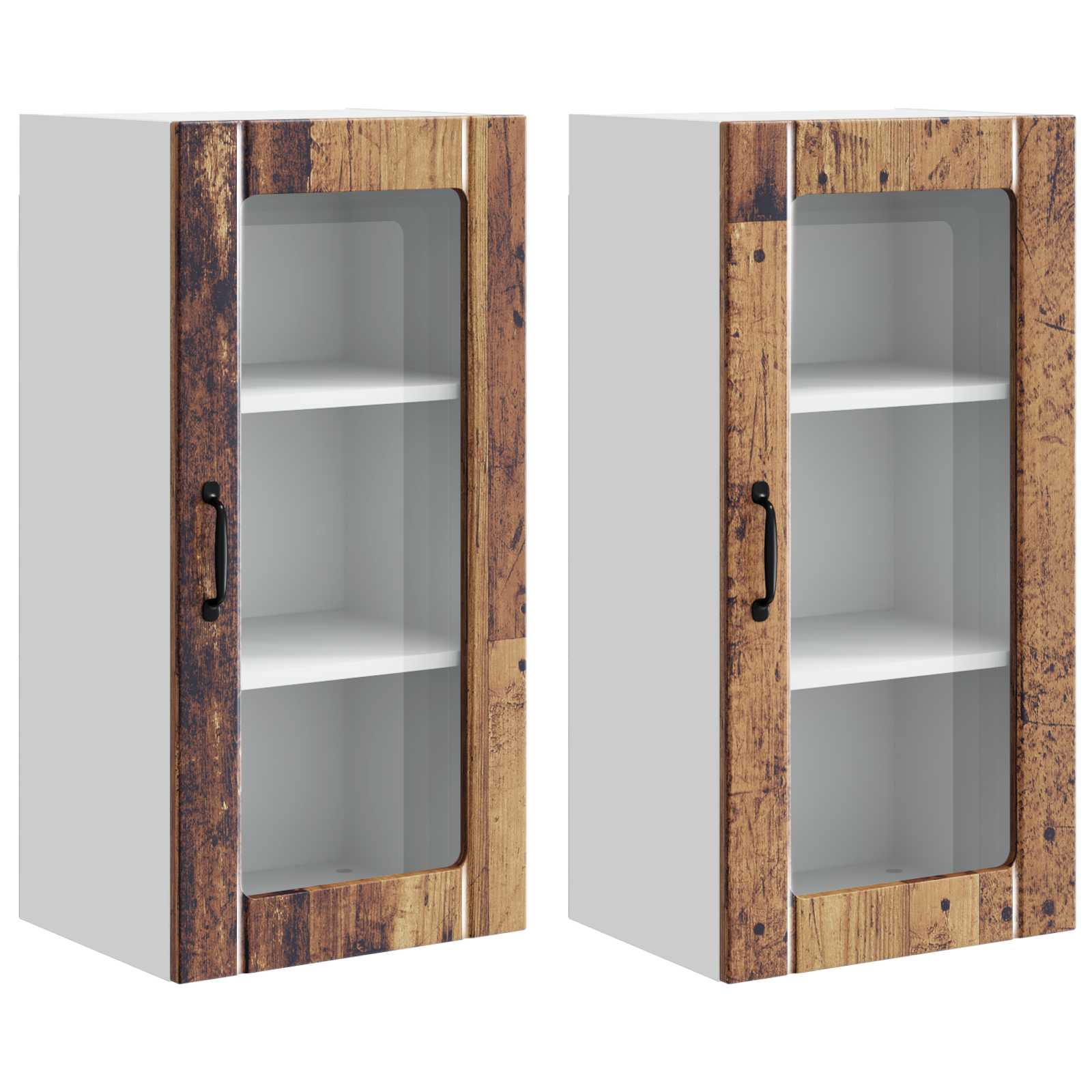 Zidni stakleni ormarić 2 pcs Staro drvo 40 x 31 x 80 cm