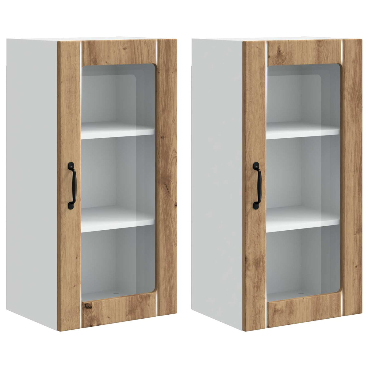 Zidni stakleni ormarić 2 pcs Umjetnički hrast 40 x 31 x 80 cm