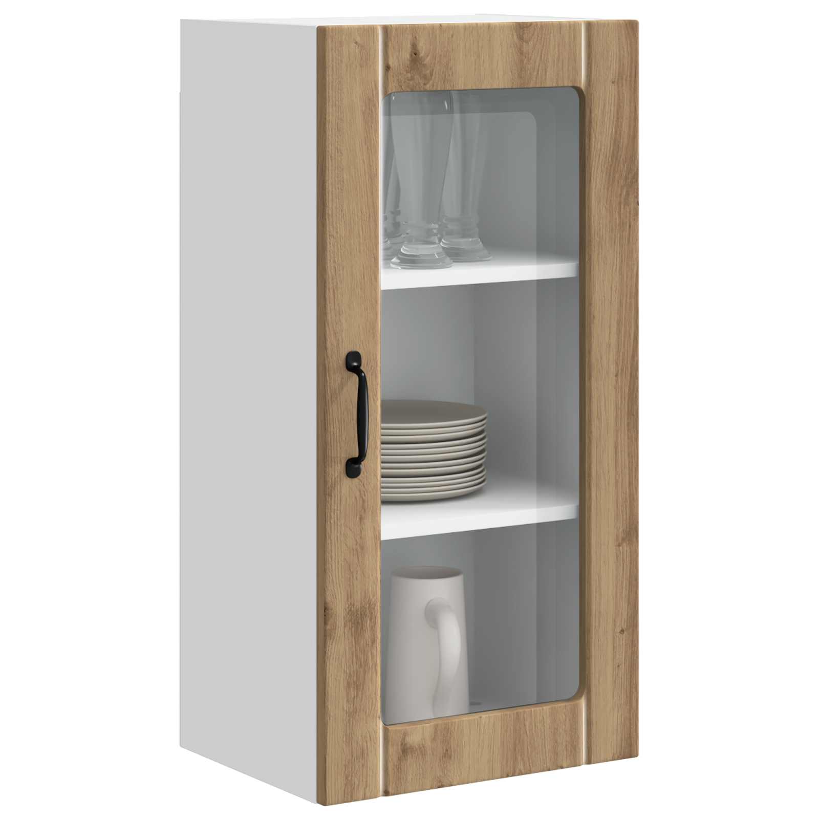 Zidni stakleni ormarić 2 pcs Umjetnički hrast 40 x 31 x 80 cm
