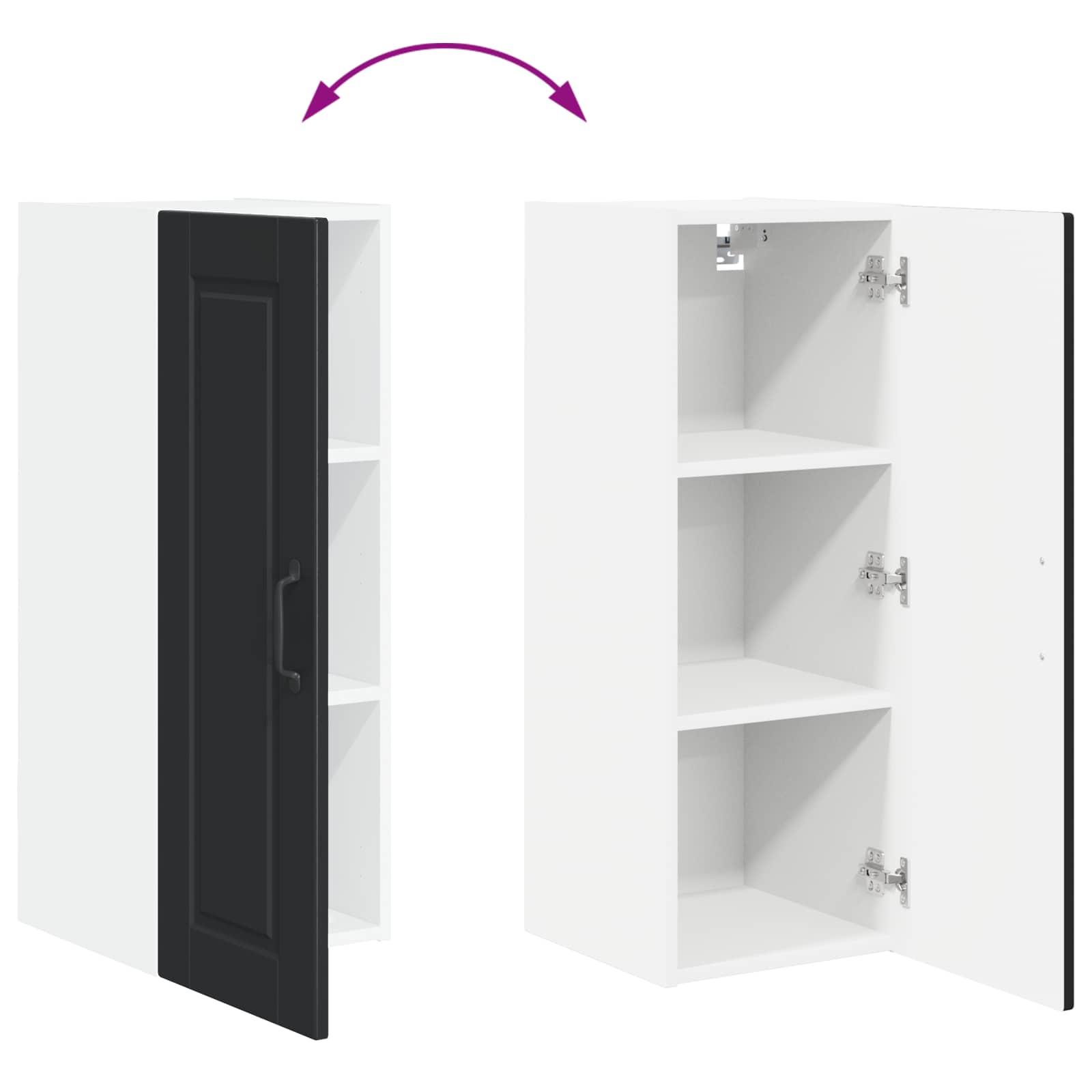 Ormar za Zid 2 pcs Crna 30 x 31 x 80 cm Konstruirano drvo